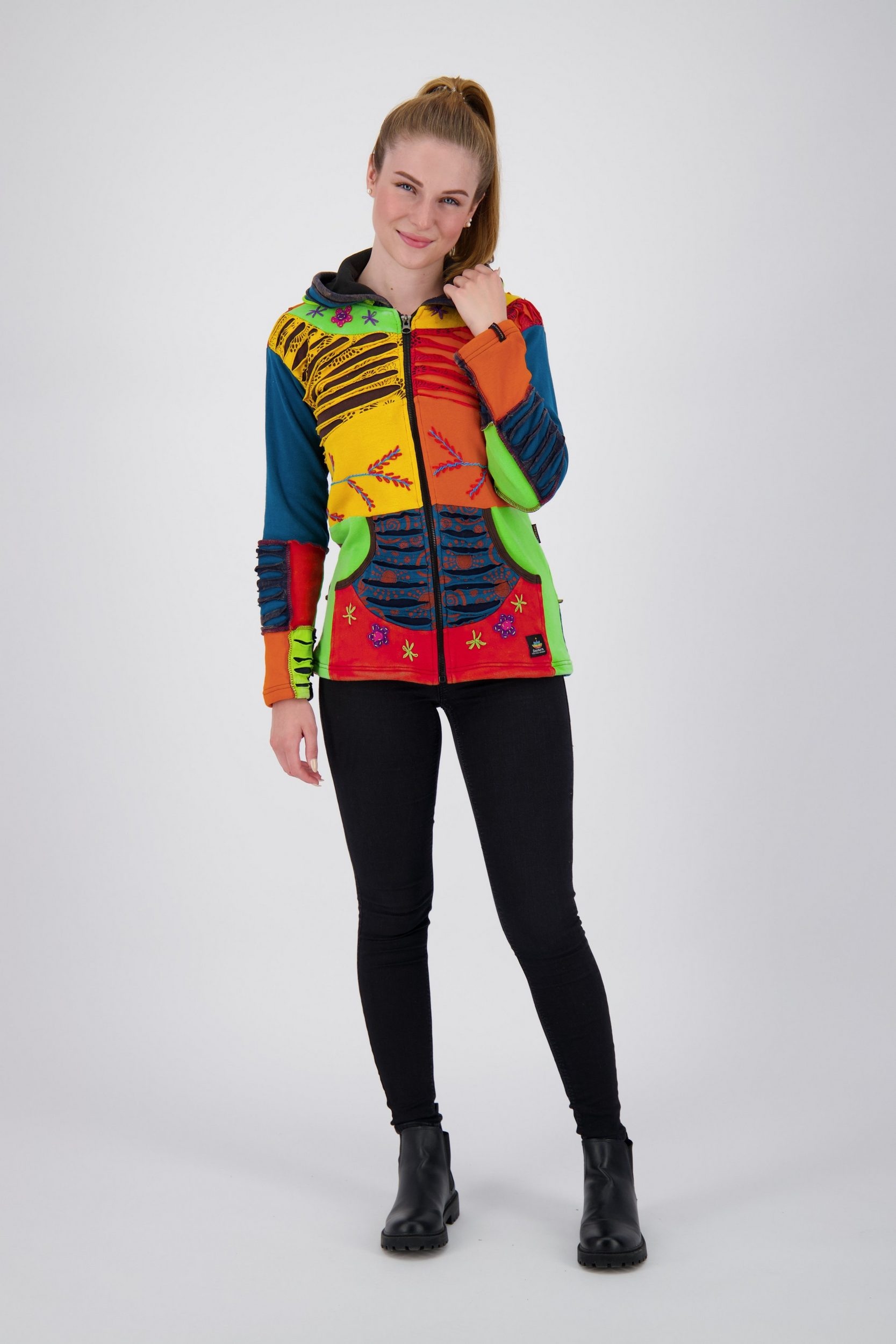ankerglut Fleecejacke "Patchwork Multicolor NUNAVUT II NEW FLOWER POWER" günstig online kaufen
