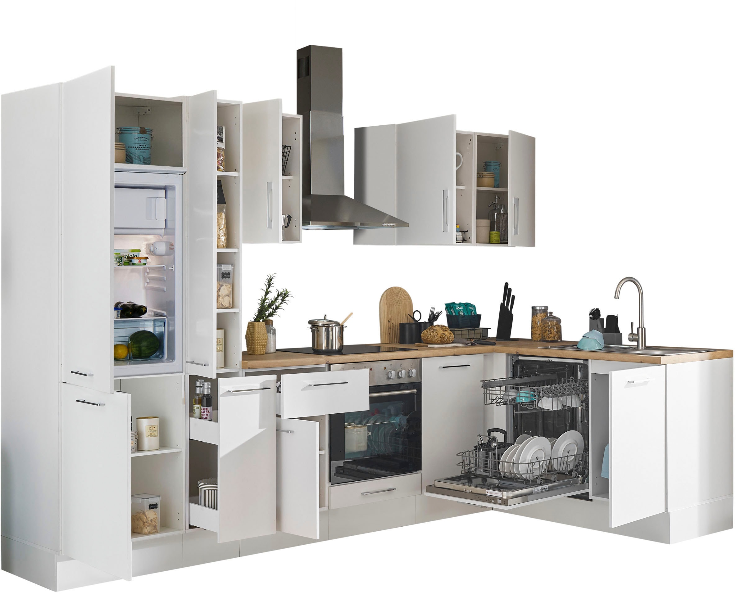 BASIC by Balculina Winkelküche »Turin«, Stellbreite 310x175 cm, wahlweise mit E-Geräten