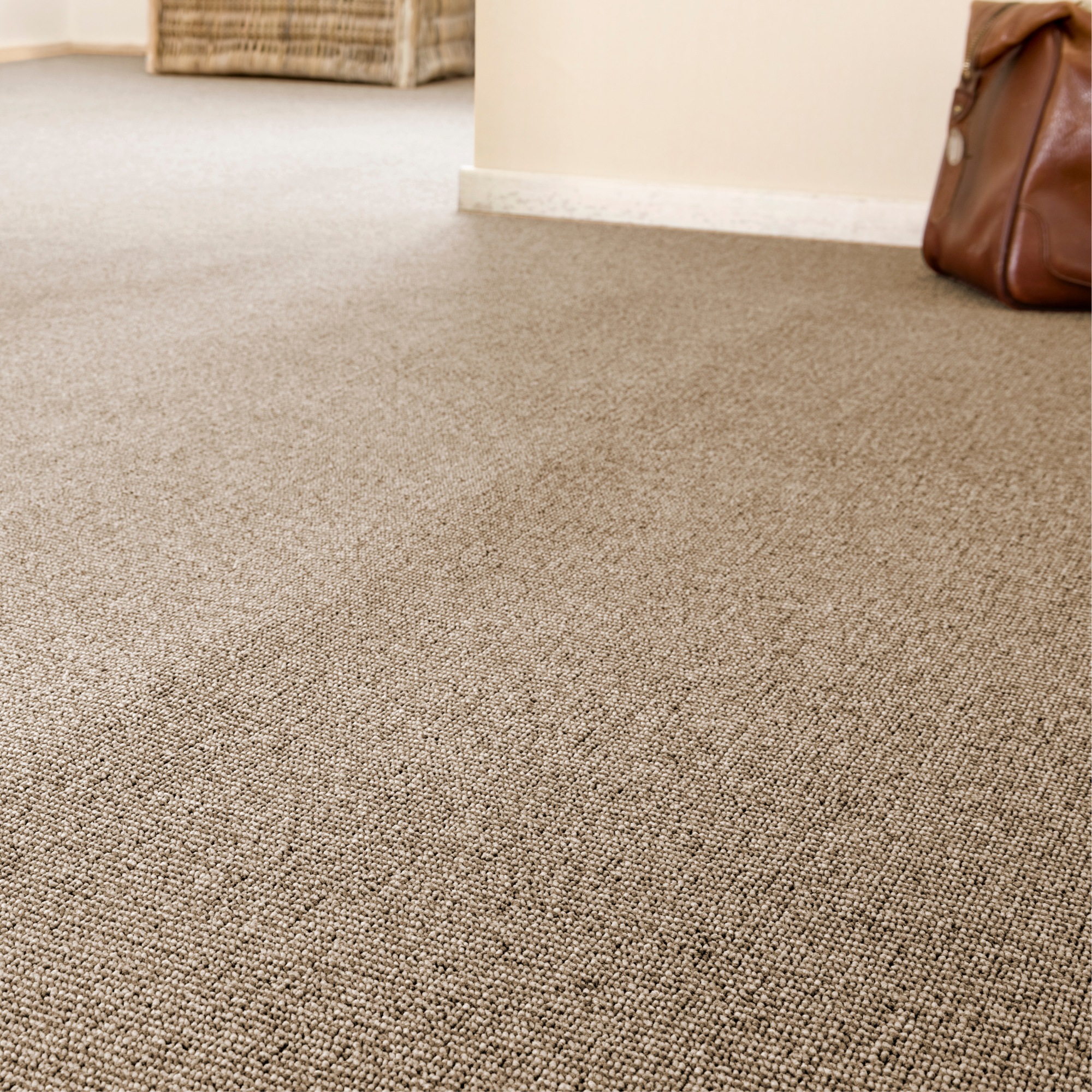 Teppichboden ANDIAMO "Luton, Feinschlinge, Gesamthöhe 6 mm, Made in Netherlands", beige, B:500cm L:400cm, Kunstfaser, Teppiche, meliert, Breite 400 cm oder 500 cm, strapazierfähig & pflegeleicht