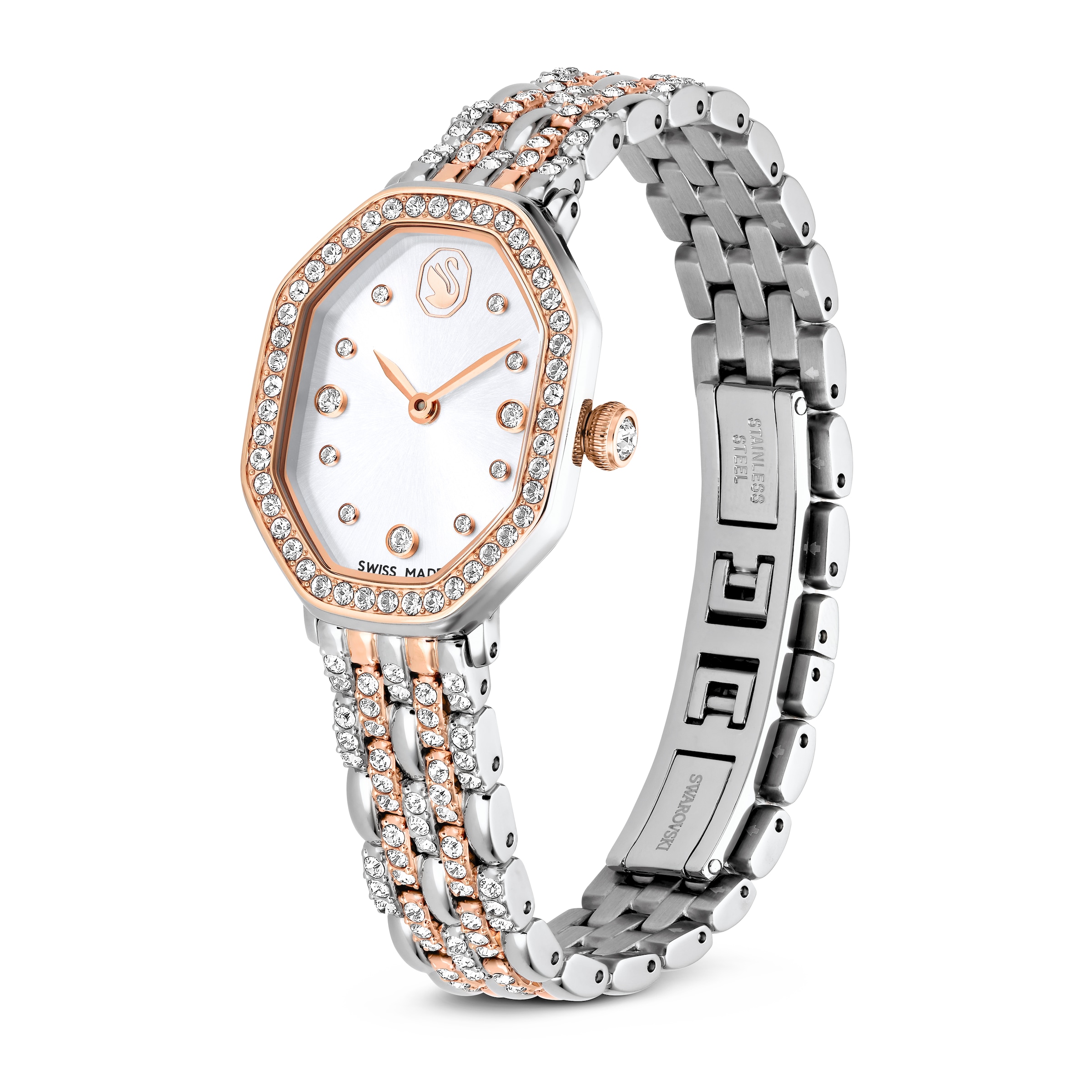Swarovski Quarzuhr »DEXTERA OCTAGON«, Armbanduhr, Damenuhr, Swiss Made, Edelstahlarmband, analog