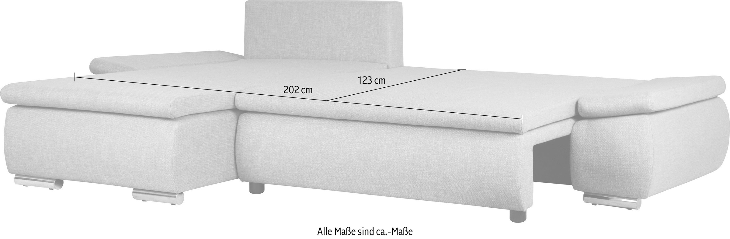 Home affaire Ecksofa »Acra L-Form«, mit Bettfunktion und Bettkasten, in Mattenoptik