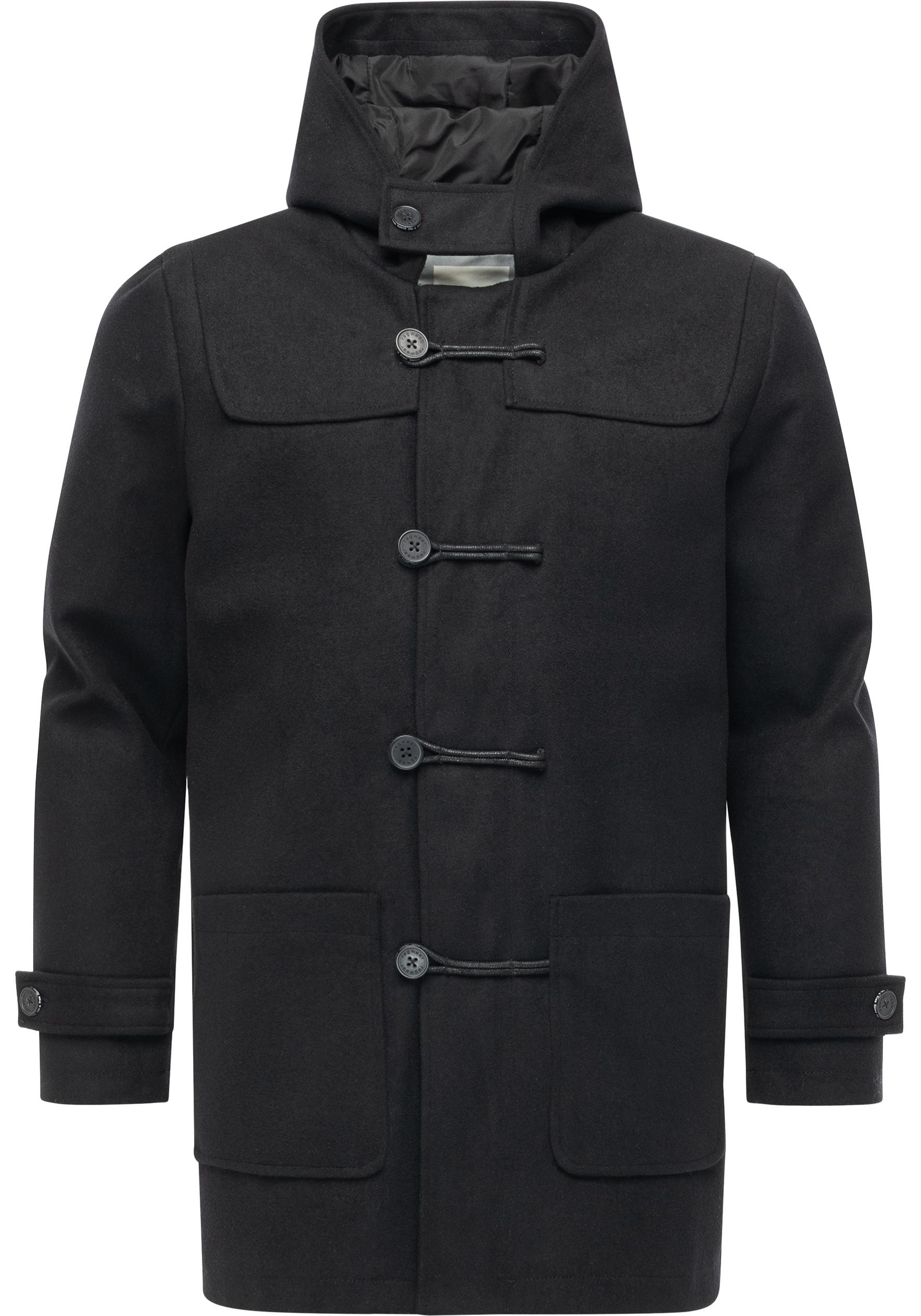 Dufflecoat RAGWEAR "Duffie YOUMODO", Herren, Gr. XXL (56), schwarz, Obermaterial: 100% Polyester; Innenfutter: 100% Polyester; Wattierung: 100% Polyester, gerade Po-bedeckend, hoch geschlossener Ausschnitt, Ärmel ohne Ärmelschlitz abgestepptes Bündchen mi