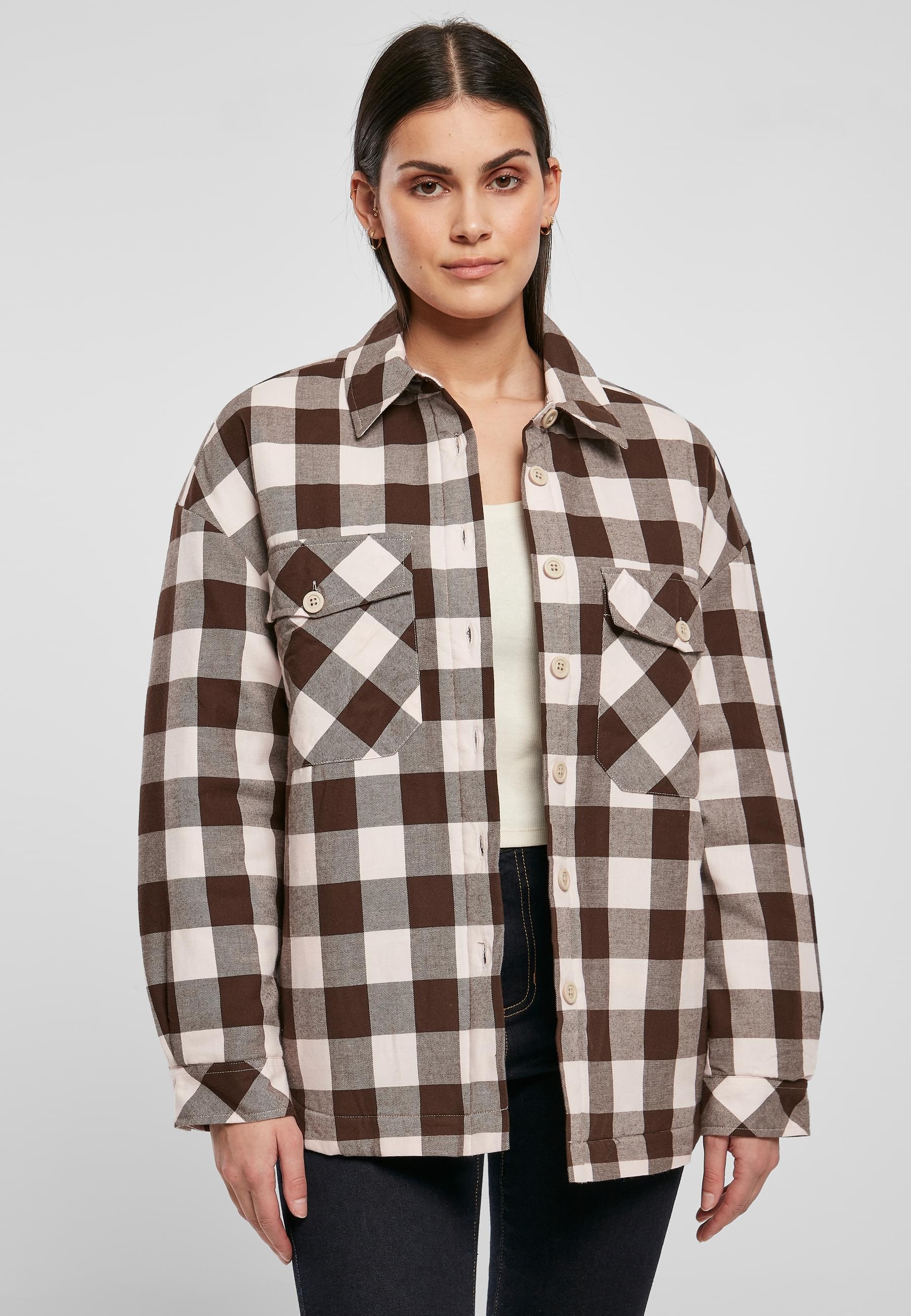 URBAN CLASSICS Allwetterjacke »Urban Classics Damen Ladies Flanell Padded Overshirt«, (1 St.), ohne Kapuze