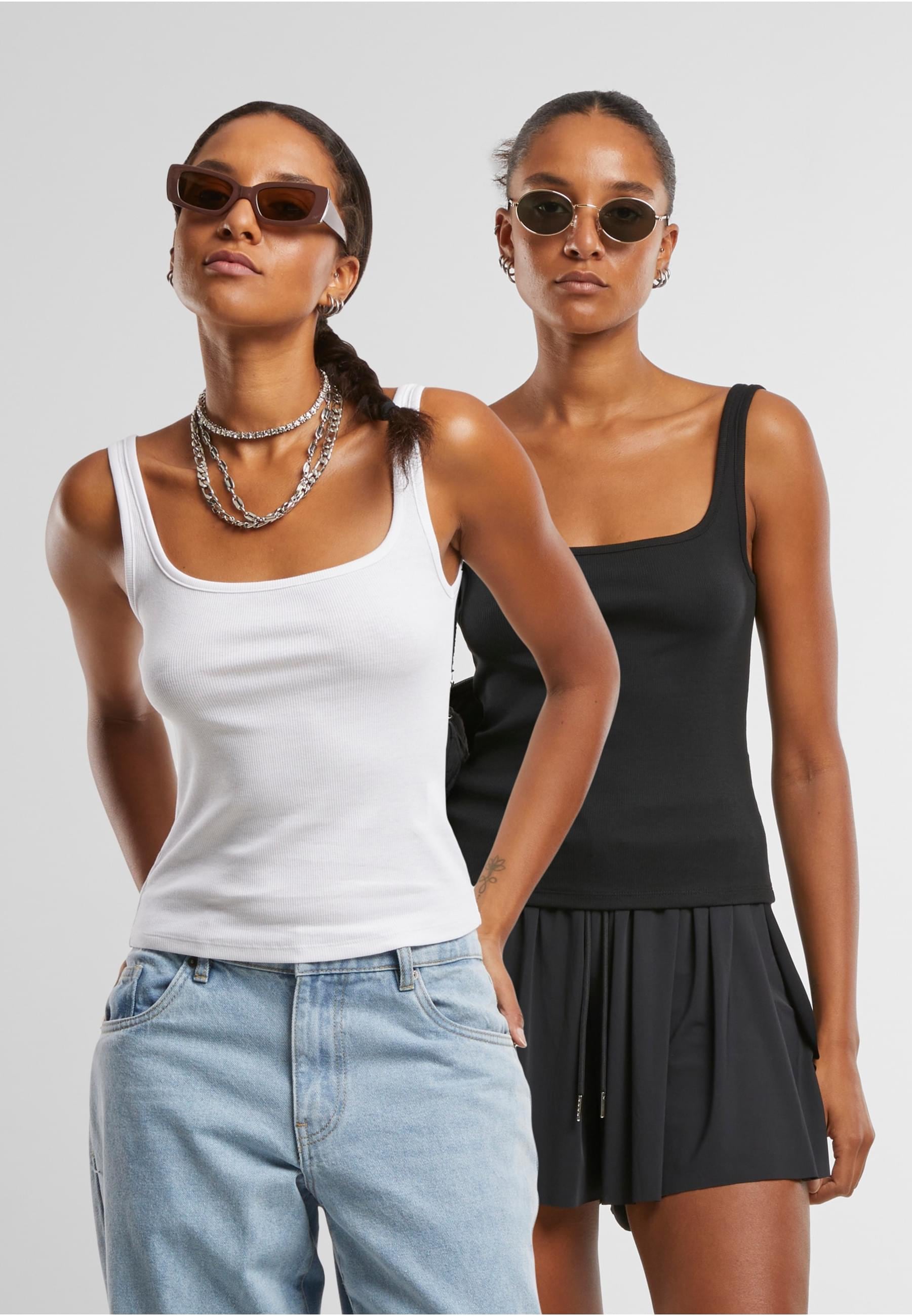 URBAN CLASSICS Muskelshirt »Urban Classics Ladies Wide Neck Rib Top 2-Pack«, (1 tlg.)