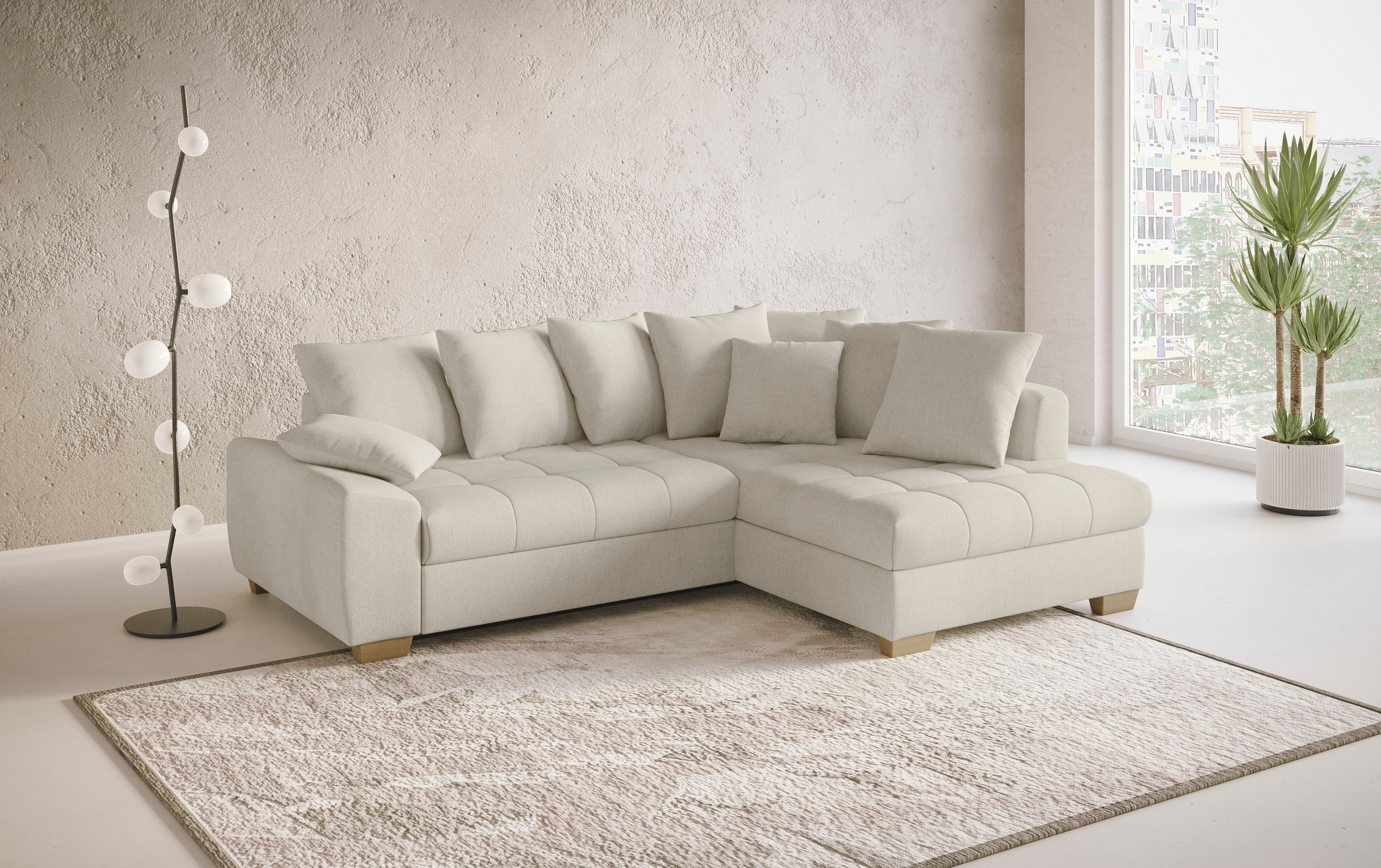 Mr. Couch Ecksofa »Nikita II, L-Form«, Wahlweise mit Bettfunktion, Bettkasten & RGB-LED-Beleuchtung