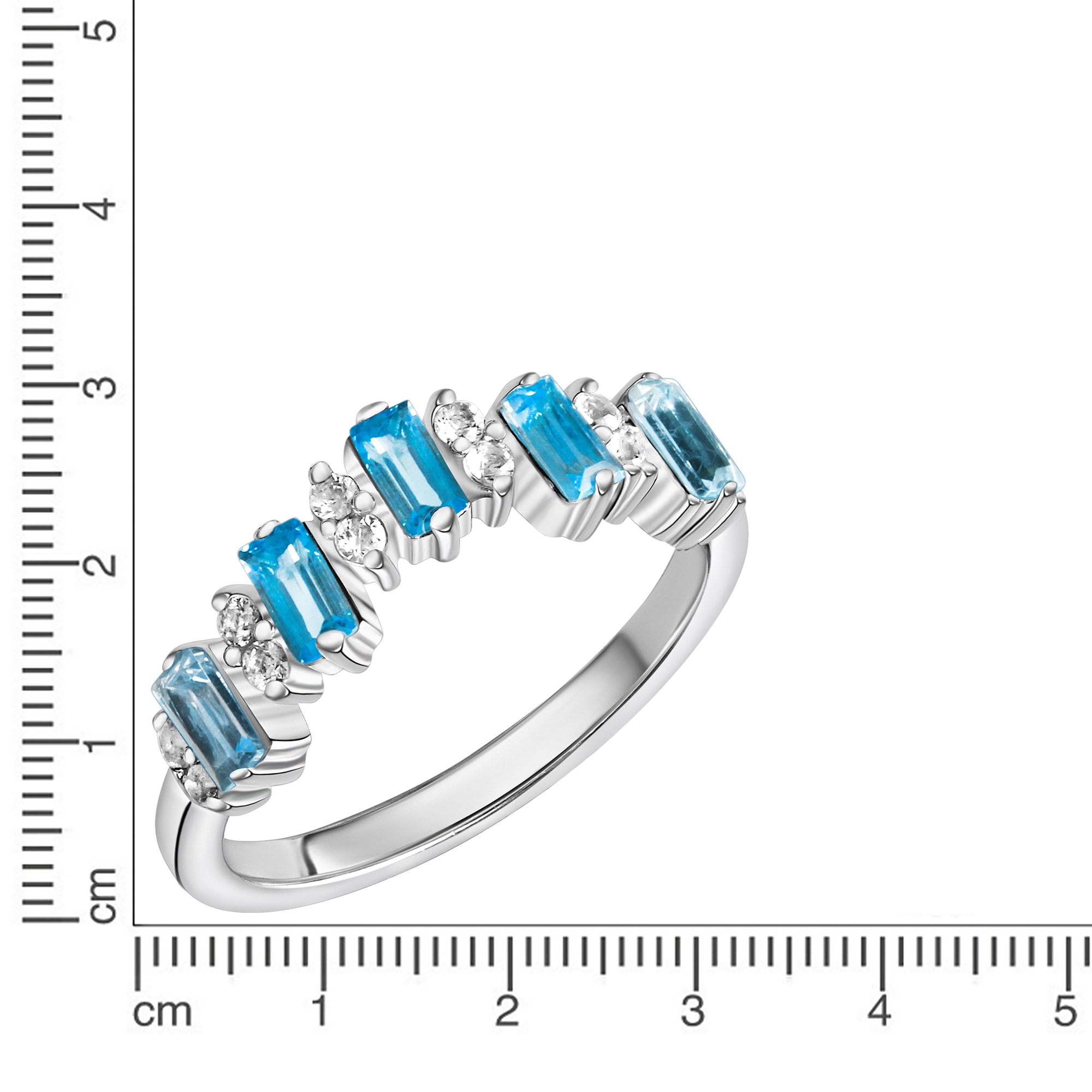 Zeeme Fingerring »Silber 925 rhodiniert mit 12x Weißtopas + 5x Blautopas (beh.)«