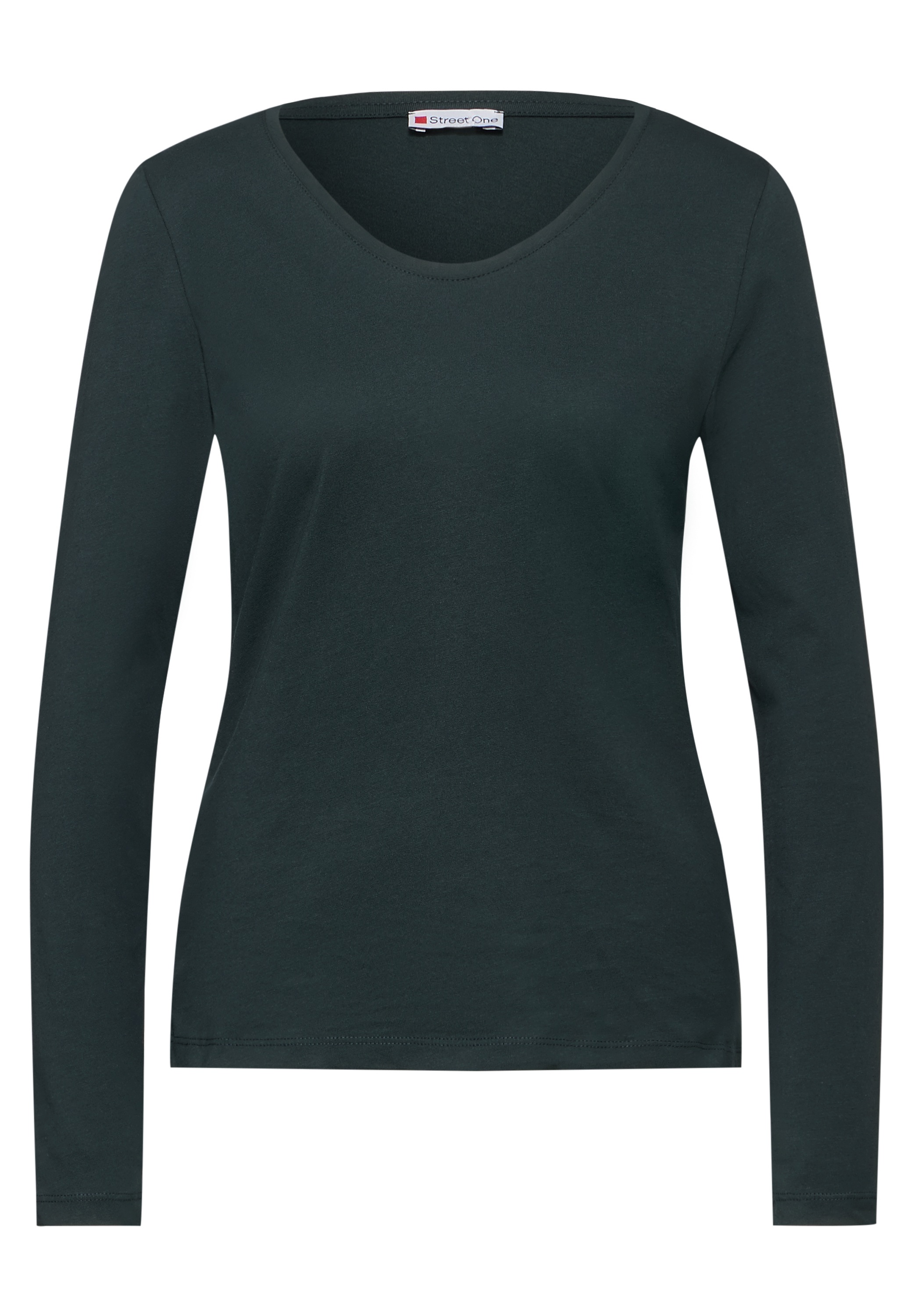 STREET ONE Langarmshirt, mit abgerundetem V-Ausschnitt