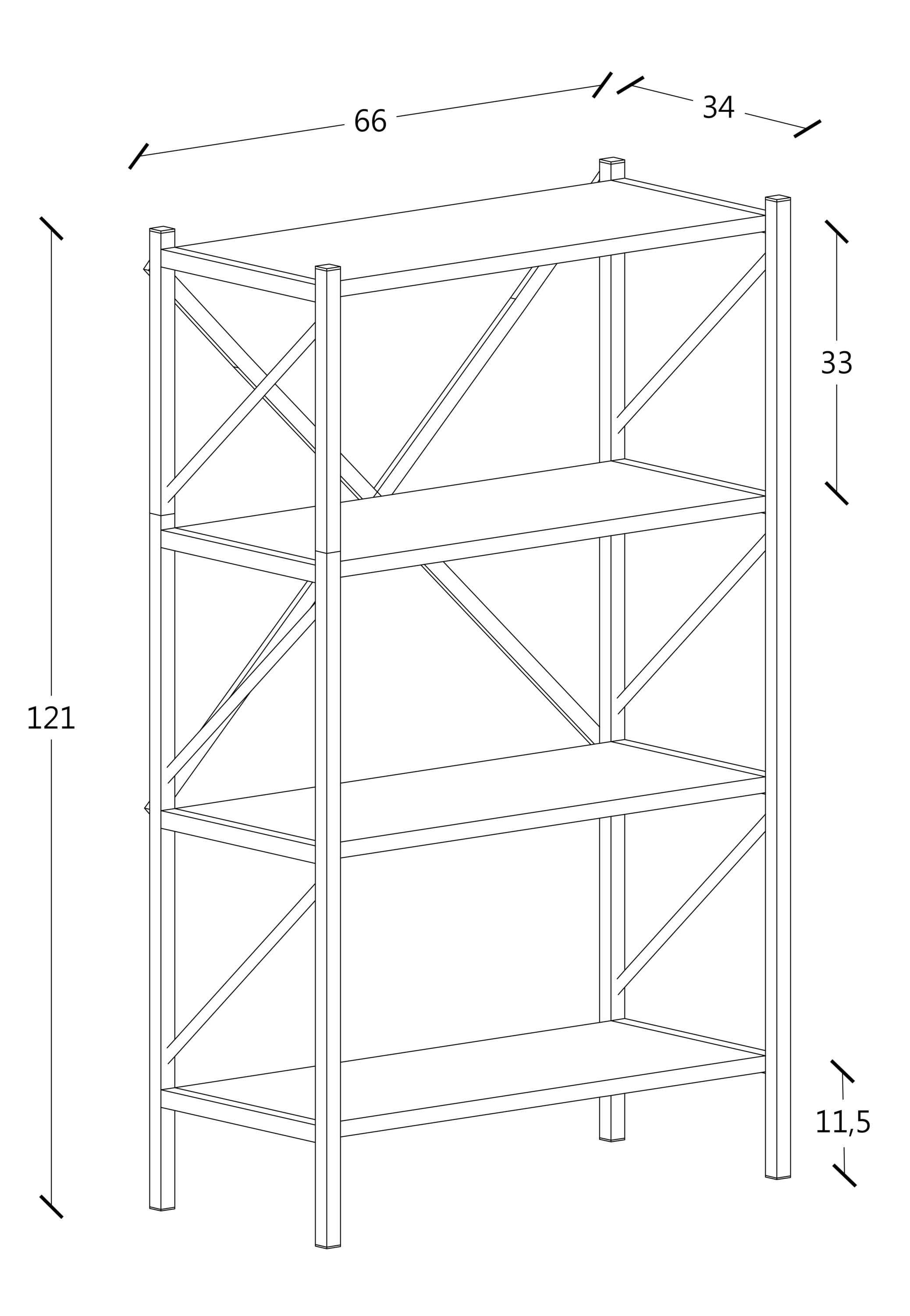 VCM Standregal »Holz Metall Stand Regal Büro Bücher Insasi 4fach«