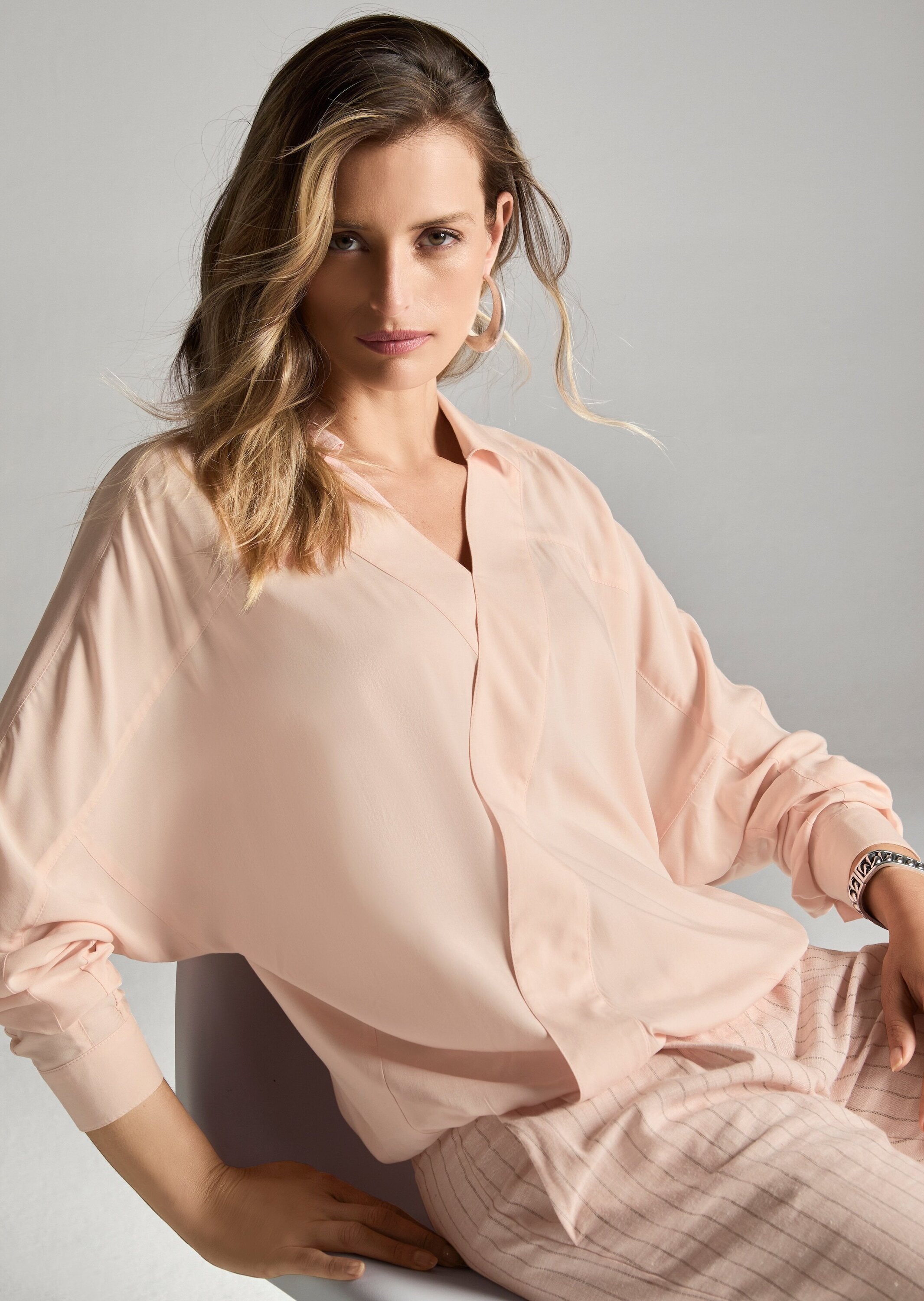 MADELEINE Blouse Effet Croisé Rose Poudré 38 3