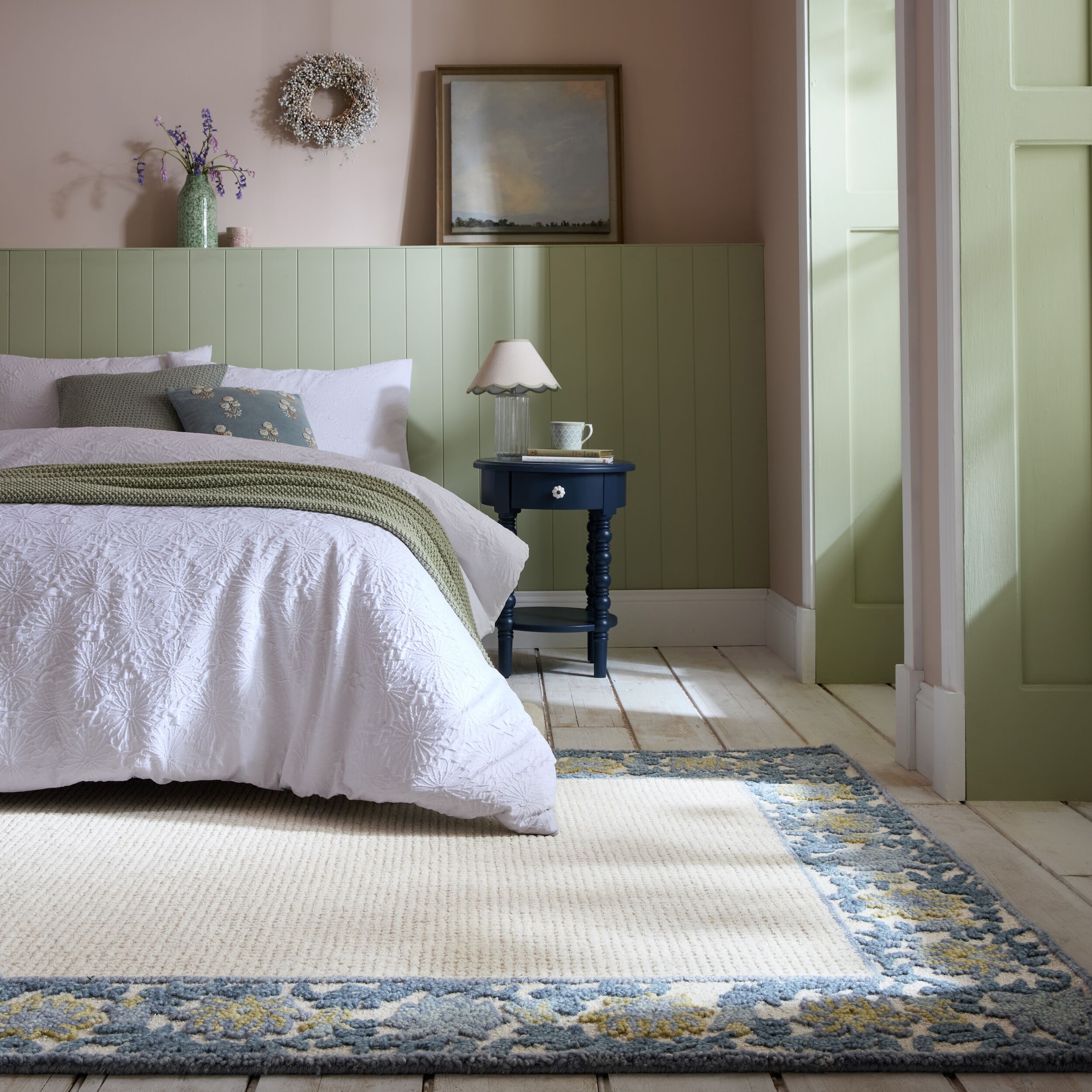 FLAIR RUGS Wollteppich "MYLA FLORAL FRAME" rechteckig 8 mm Höhe mit florale günstig online kaufen