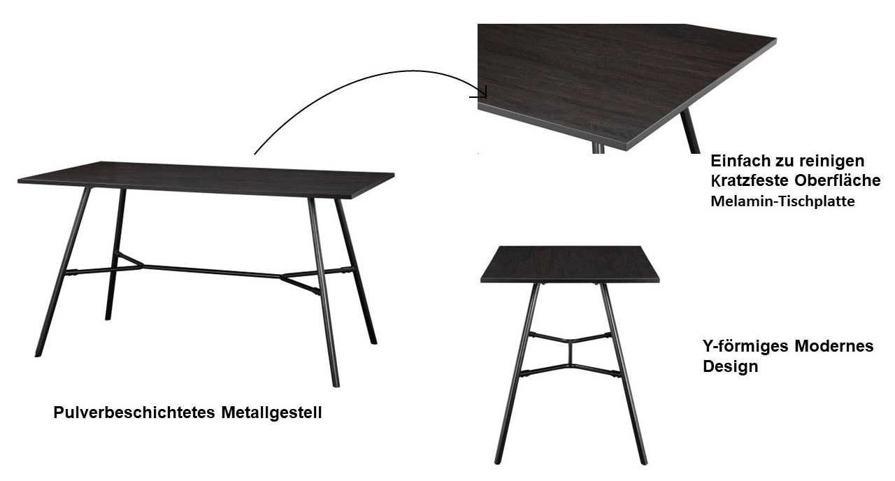 INOSIGN Esstisch »Cannington«, (Tisch, Küchentisch, Auszugstisch, TOPSELLER!), Metall Gestell, Tischplatte aus MDF
