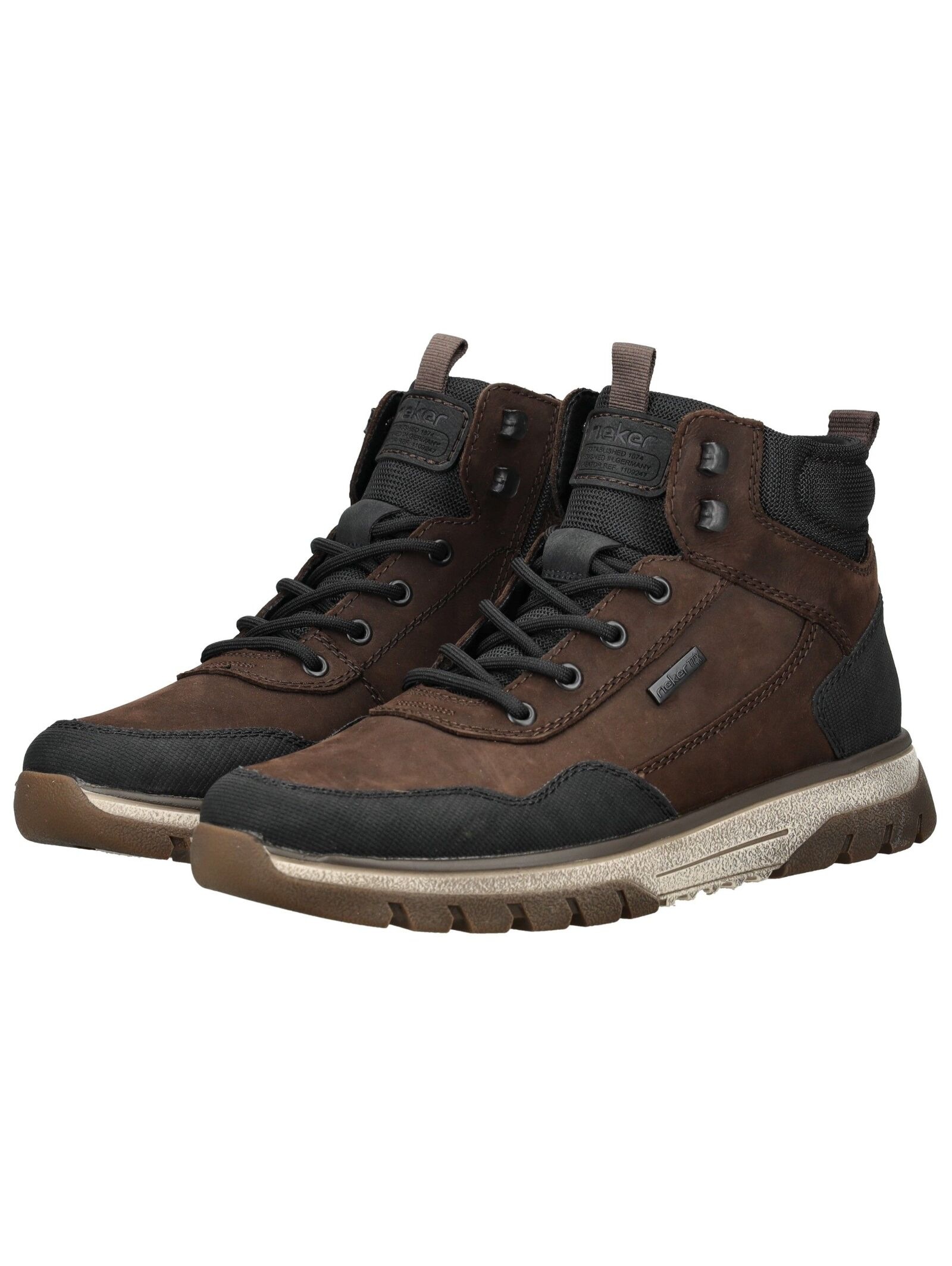 Rieker Herren Leder Schnürstiefelette Schwarz/Braun 43 3