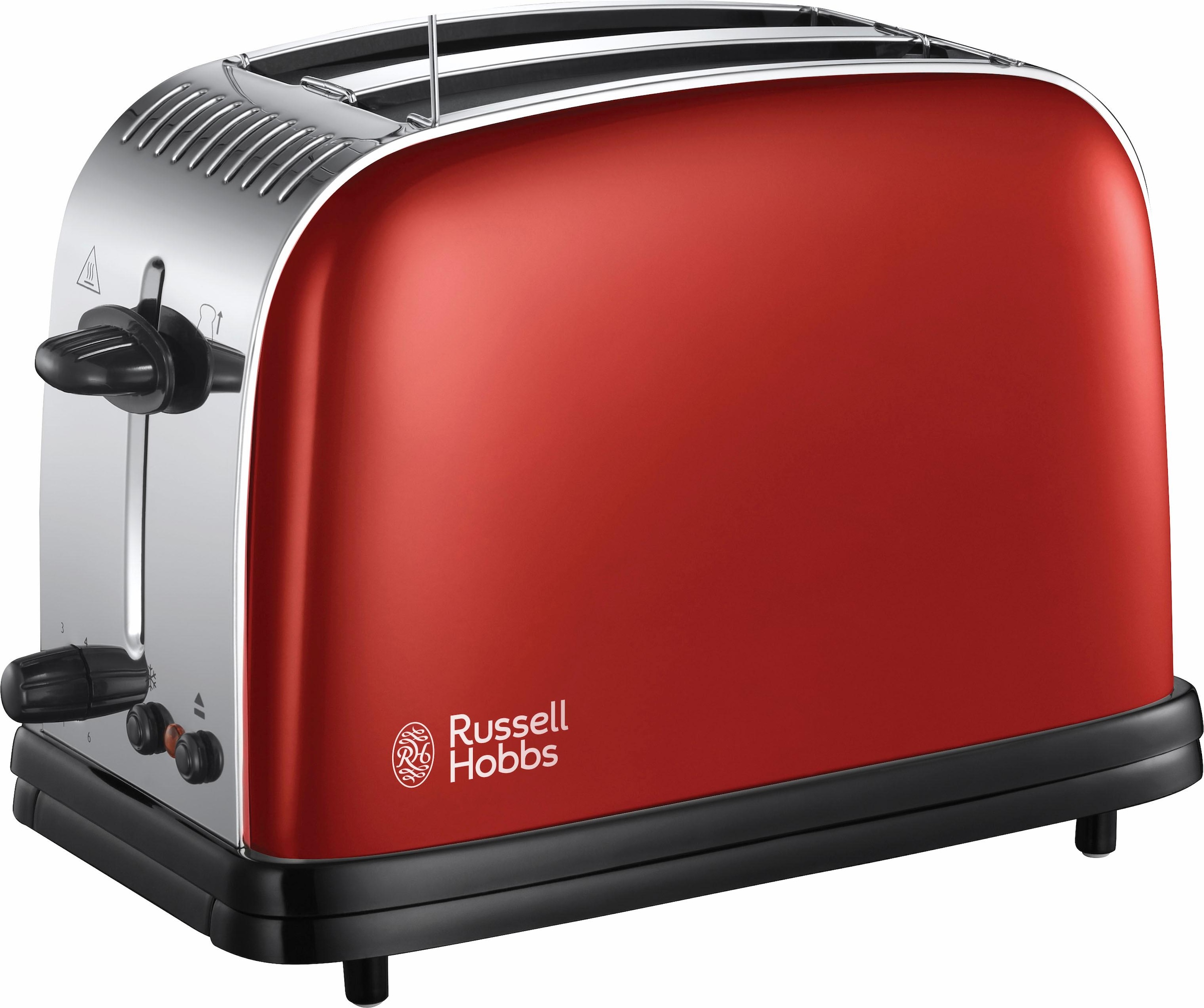 RUSSELL HOBBS Toaster "Colours Plus+ Flame Red 23330-56", 2 kurze Schlitze, für 2 Scheiben, 1670 W