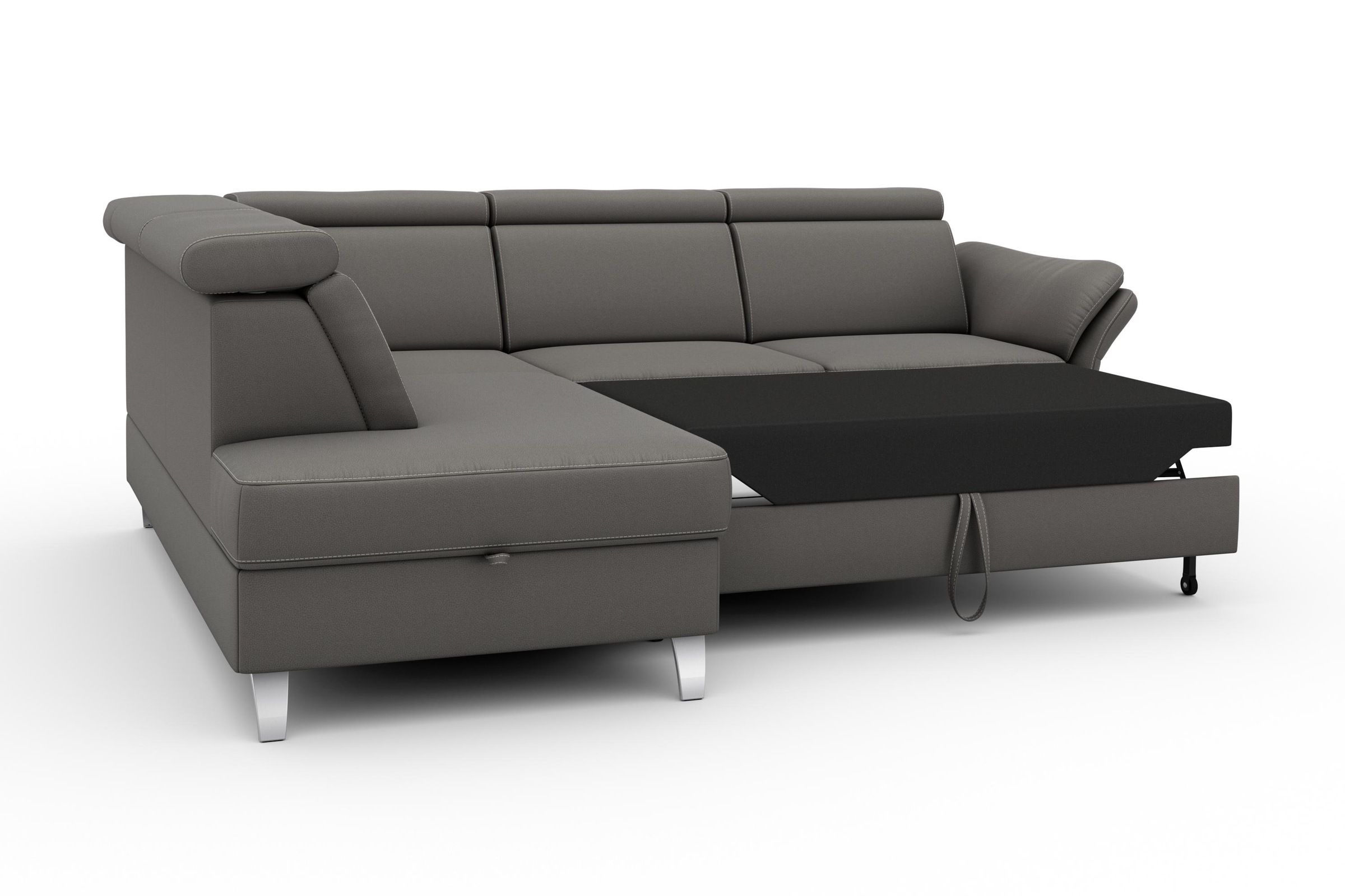 sit&more Ecksofa »Vincenzo L-Form«, inklusive Kopfteilverstellung, wahlweise mit Bettfunktion, Bettkasten