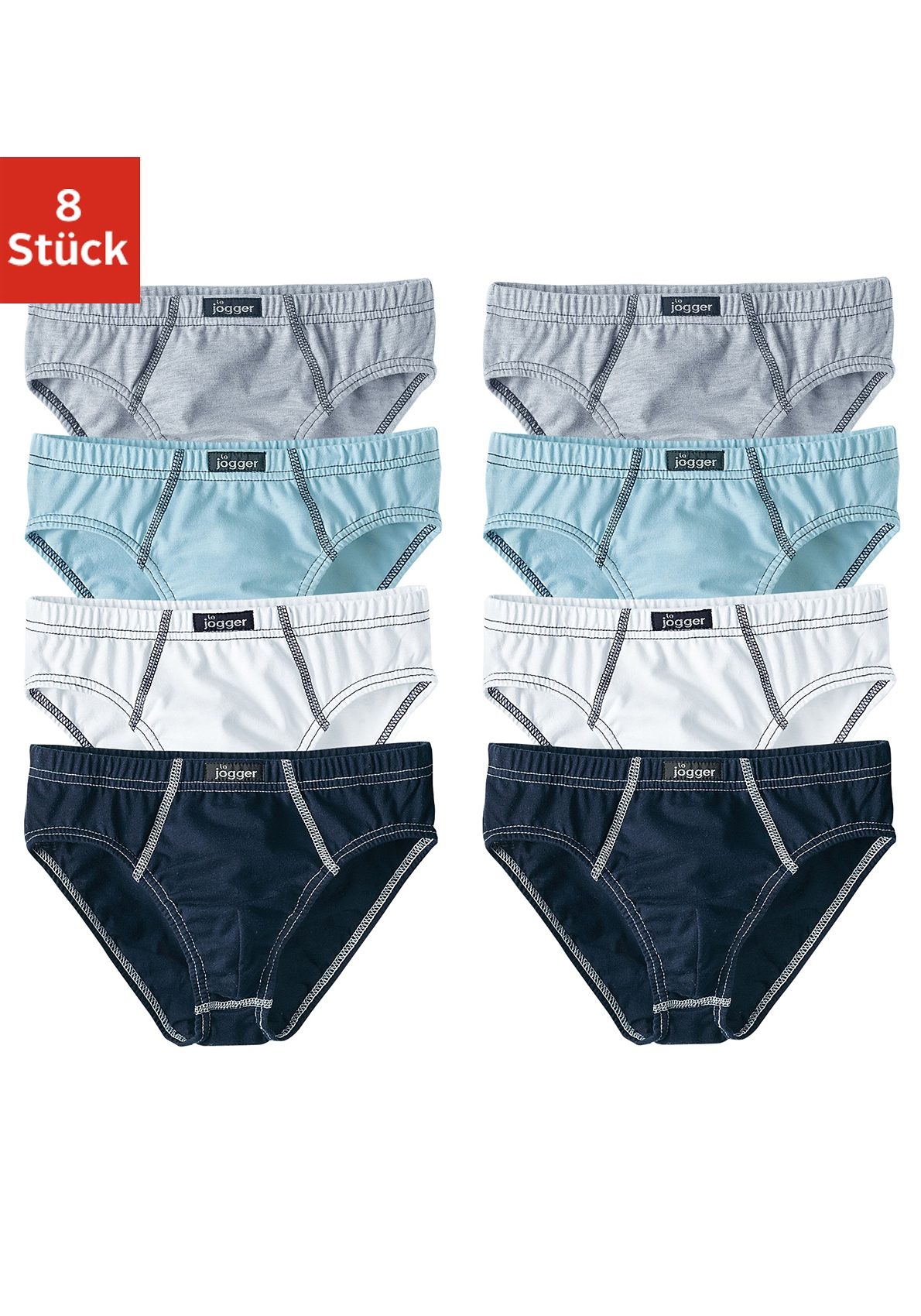 le jogger Slip Packung, 8 Stk. unifarben, mit Markenlabel und Kontrastnähten, Baumwolle