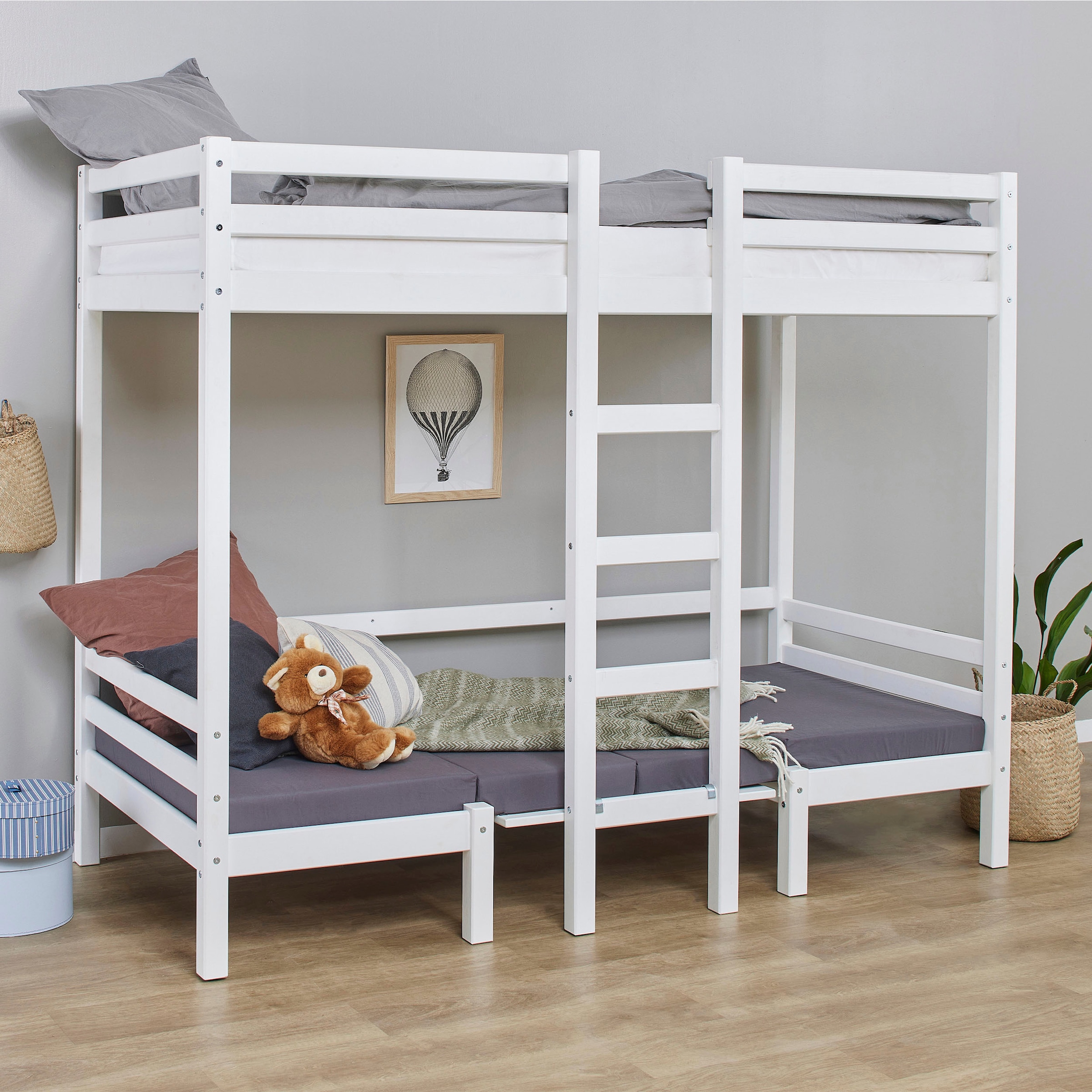 Hoppekids Hochbett »ECO Dream, Kinderbett mit Funktion - Praktisch & flexibel« Unteres Bett nutzbar als Bett oder Sitzgruppe. 90x200