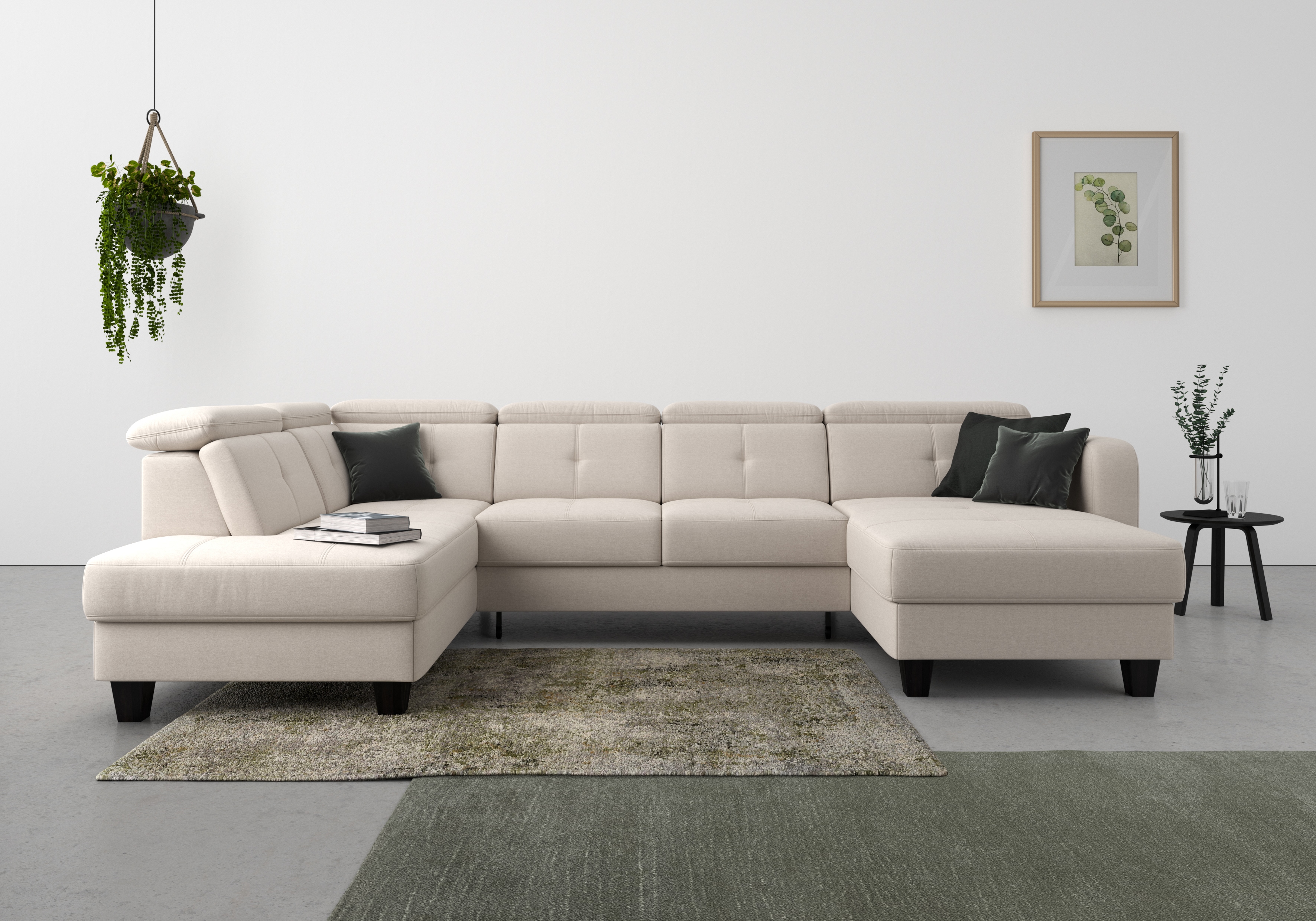 sit&more Wohnlandschaft "Belluci U-Form" Kopfteilverstellung und Federkern, wahlweise mit Schlaffunktion