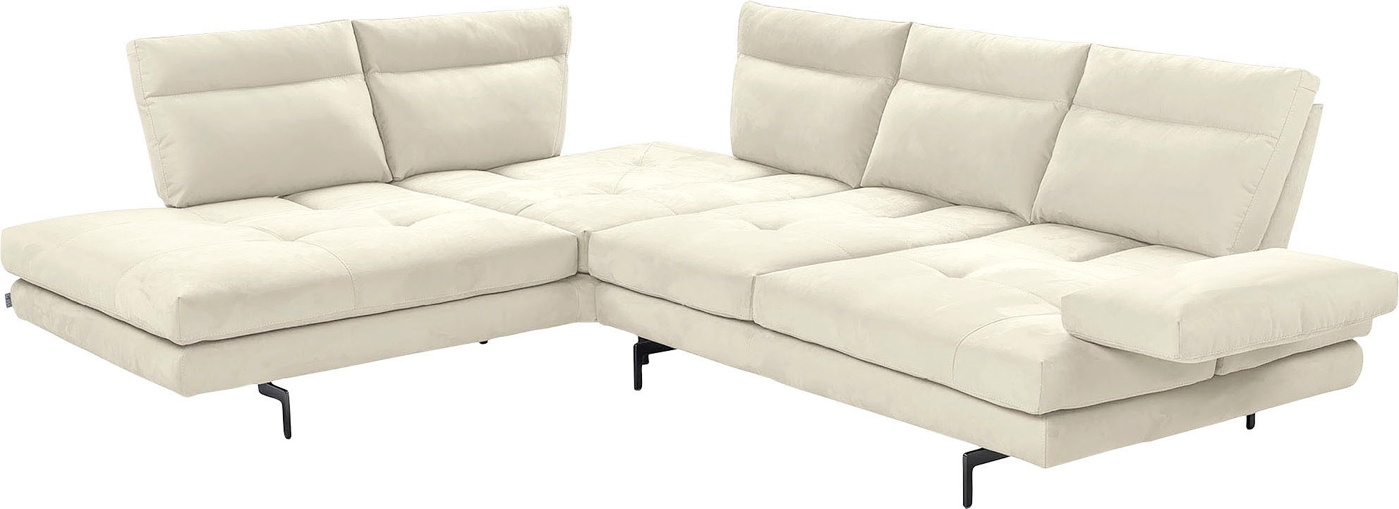 CALIA ITALIA Ecksofa »Toby Wing, L-Form, Designsofa mit sensationellem Sitzkomfort«, Sitztiefenverstellung, funktionale Ecke, Füße in schwarz matt