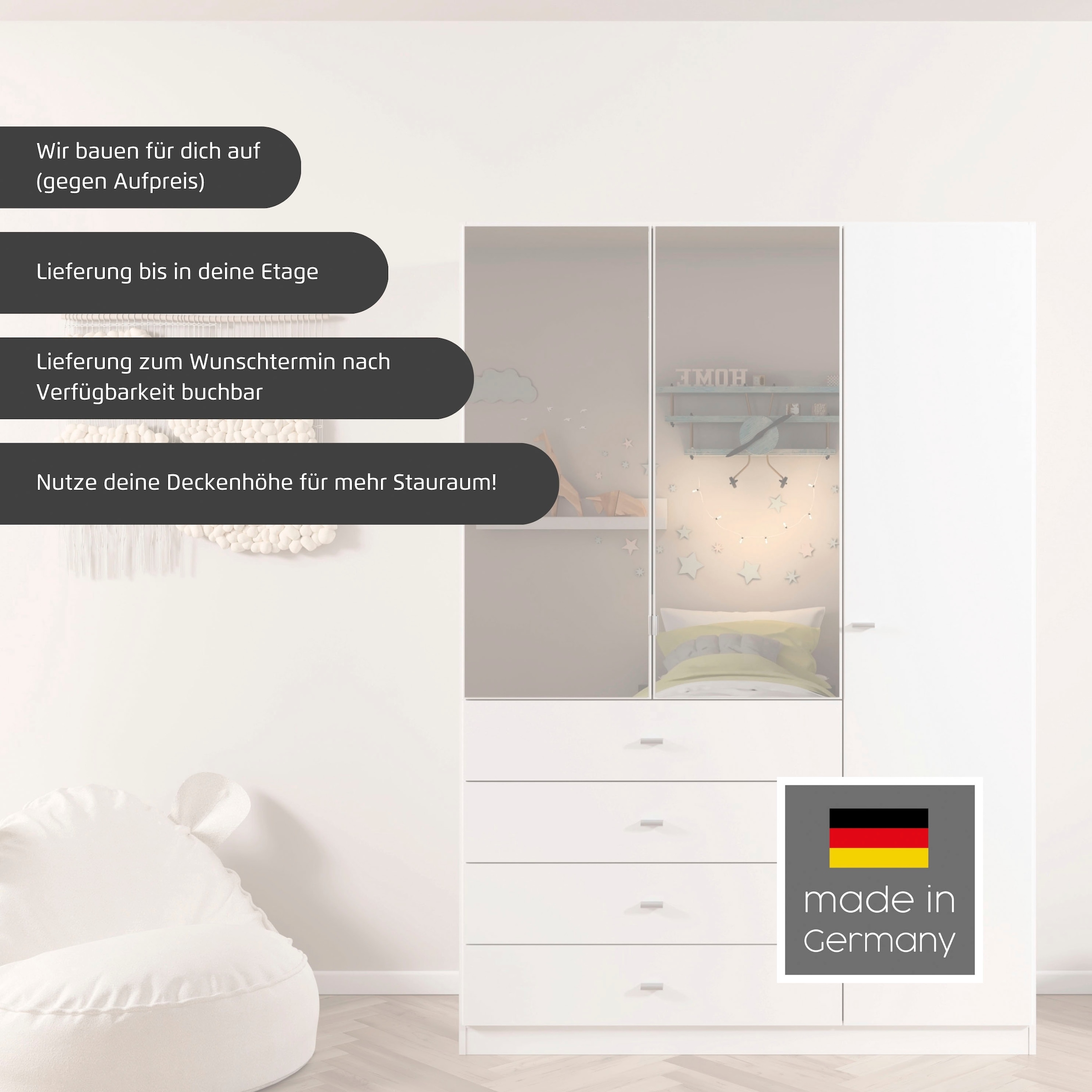 rauch Kleiderschrank »Sinsheim« mit 4 breiten Schubkästen