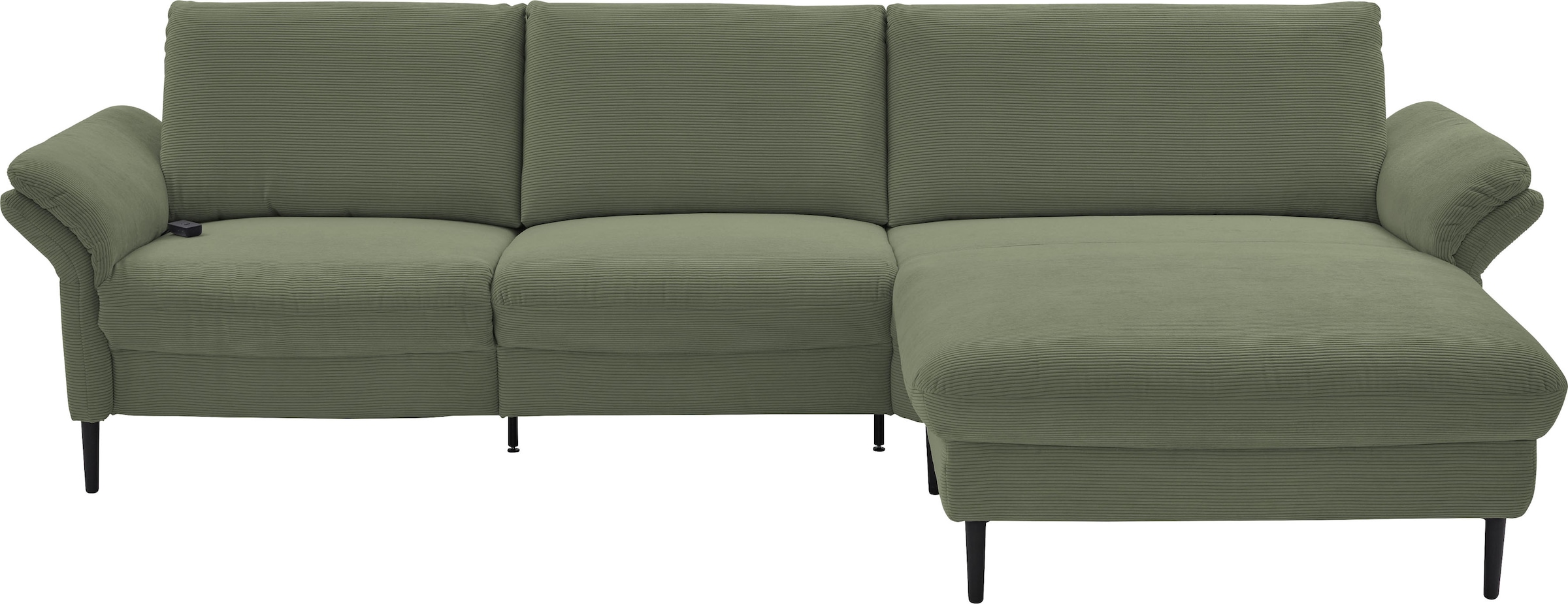 Places of Style Ecksofa »Sarsina: mit Tonnentaschen-Federkern, perfekt zum Entspannen L-Form«, inklusive 1 motorischen Relaxfunktion mit Herz-Waage-Beschlag