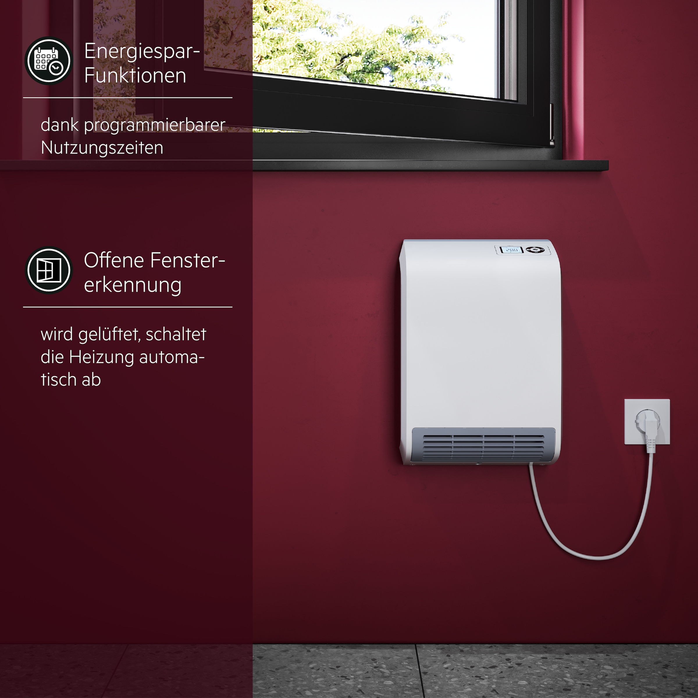 AEG Haustechnik Heizlüfter »»VH 213«, Keramik Heizlüfter energiesparend für ca. 25 m²,« LCD Display, Wochenzeitschaltuhr, Bad, 2 kW
