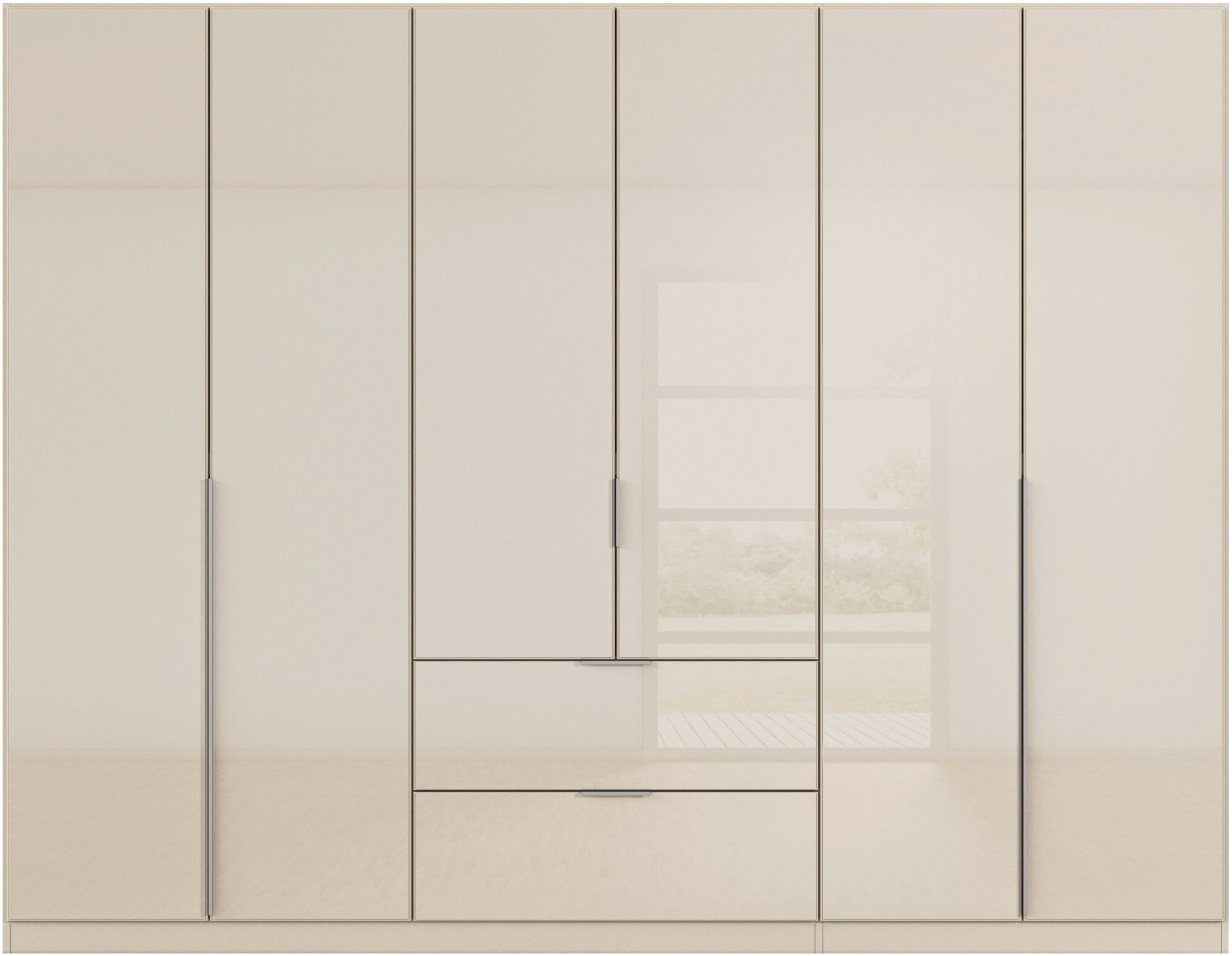 rauch Drehtürenschrank »Kleiderschrank Kleiderschränke Schrank Garderobe AGORDO mit Glasfront«, (in zwei Griff-Farben mit Glasfront), mit Außenschubkästen, in 6 Breiten und 2 Höhen MADE IN GERMANY