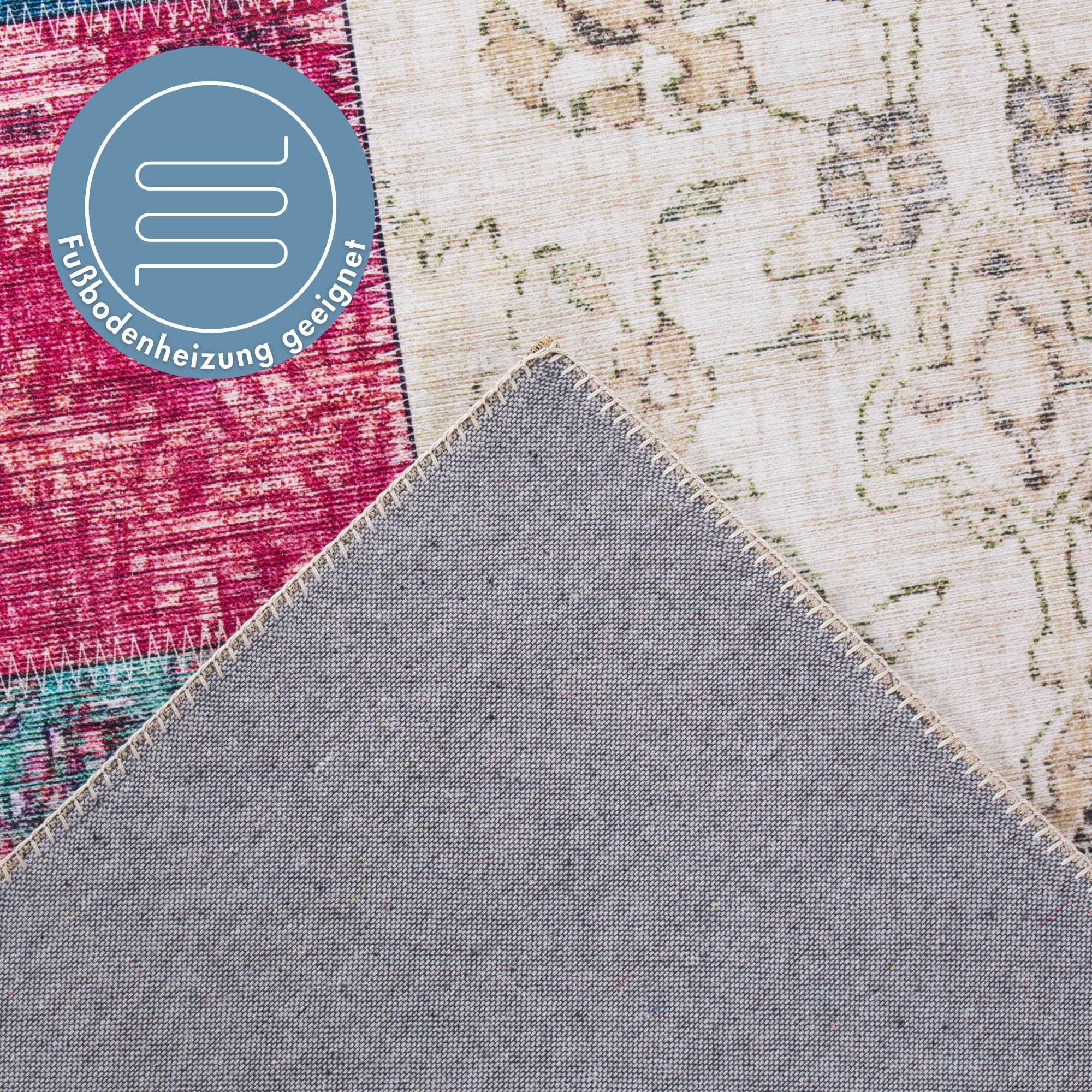 LUXOR living Teppich »Prima 2«, rechteckig, 7 mm Höhe, Kurzflor, Patchwork Muster, Vintage Design, Wohnzimmer