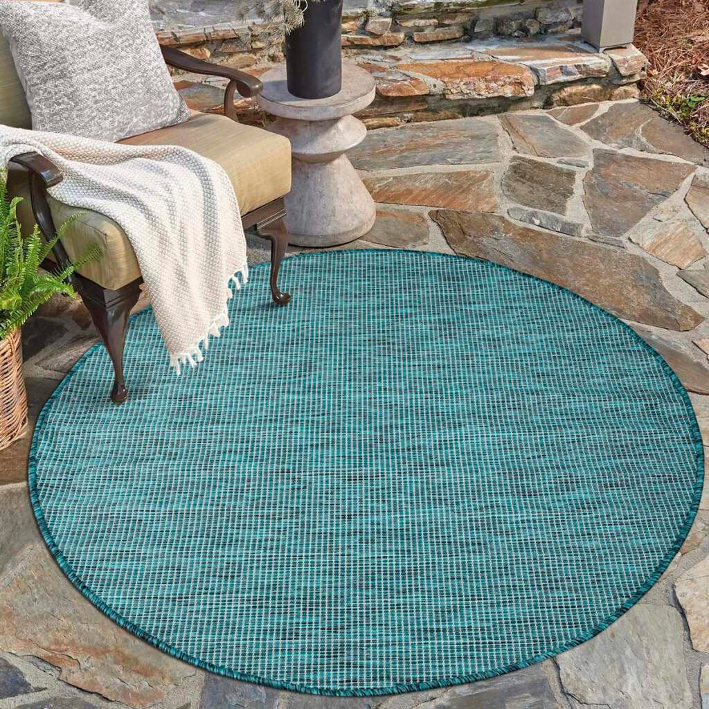 Carpet City Outdoorteppich "PALM2778" rund 5 mm Höhe Wetterfest & UV-bestän günstig online kaufen