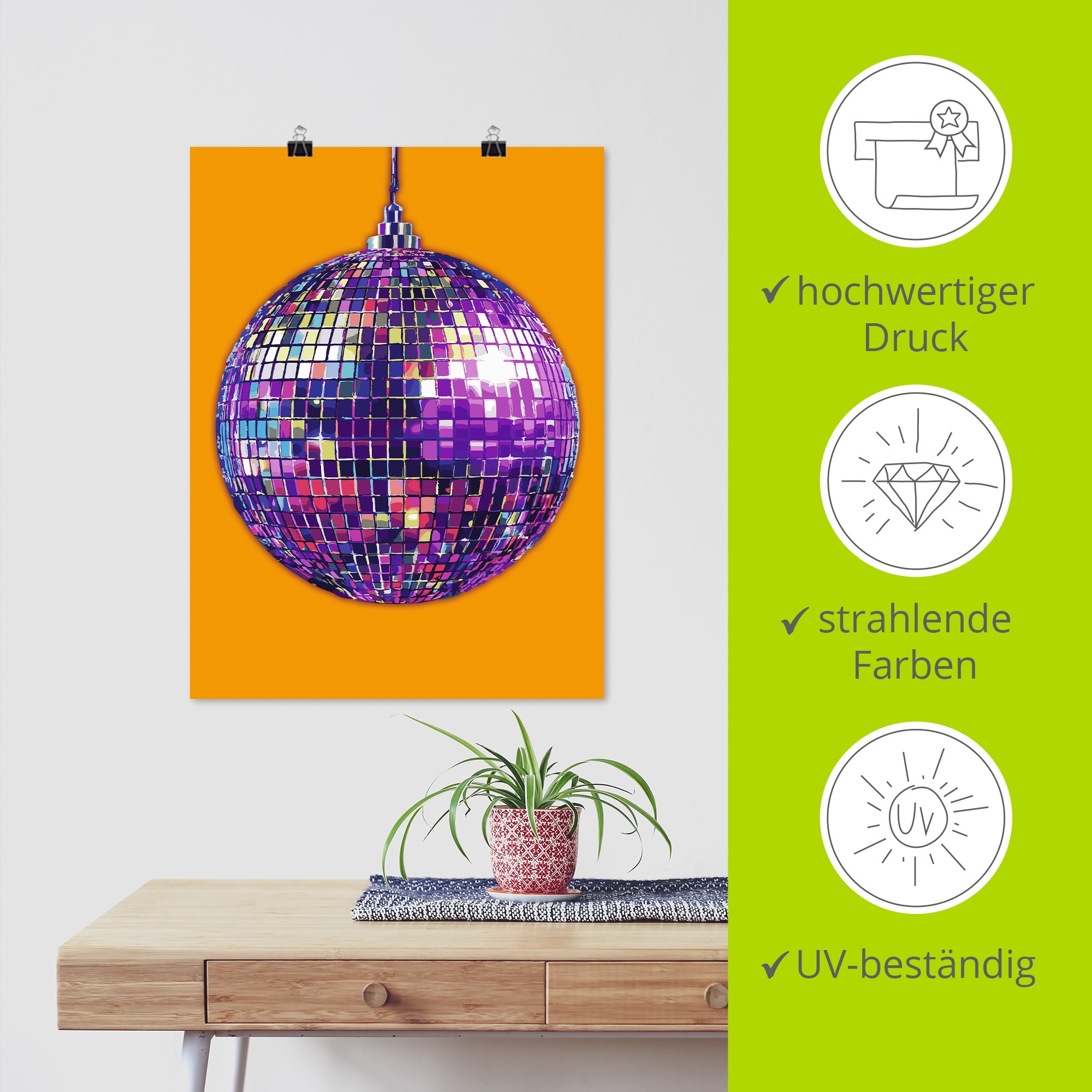 Wandbild ARTLAND "Discokugel", farbe bild(er): farbig, B:30cm H:40cm, Papier, Bilder, als Alubild, Leinwandbild, Poster, Wandaufkleber in verschied. Größen 2