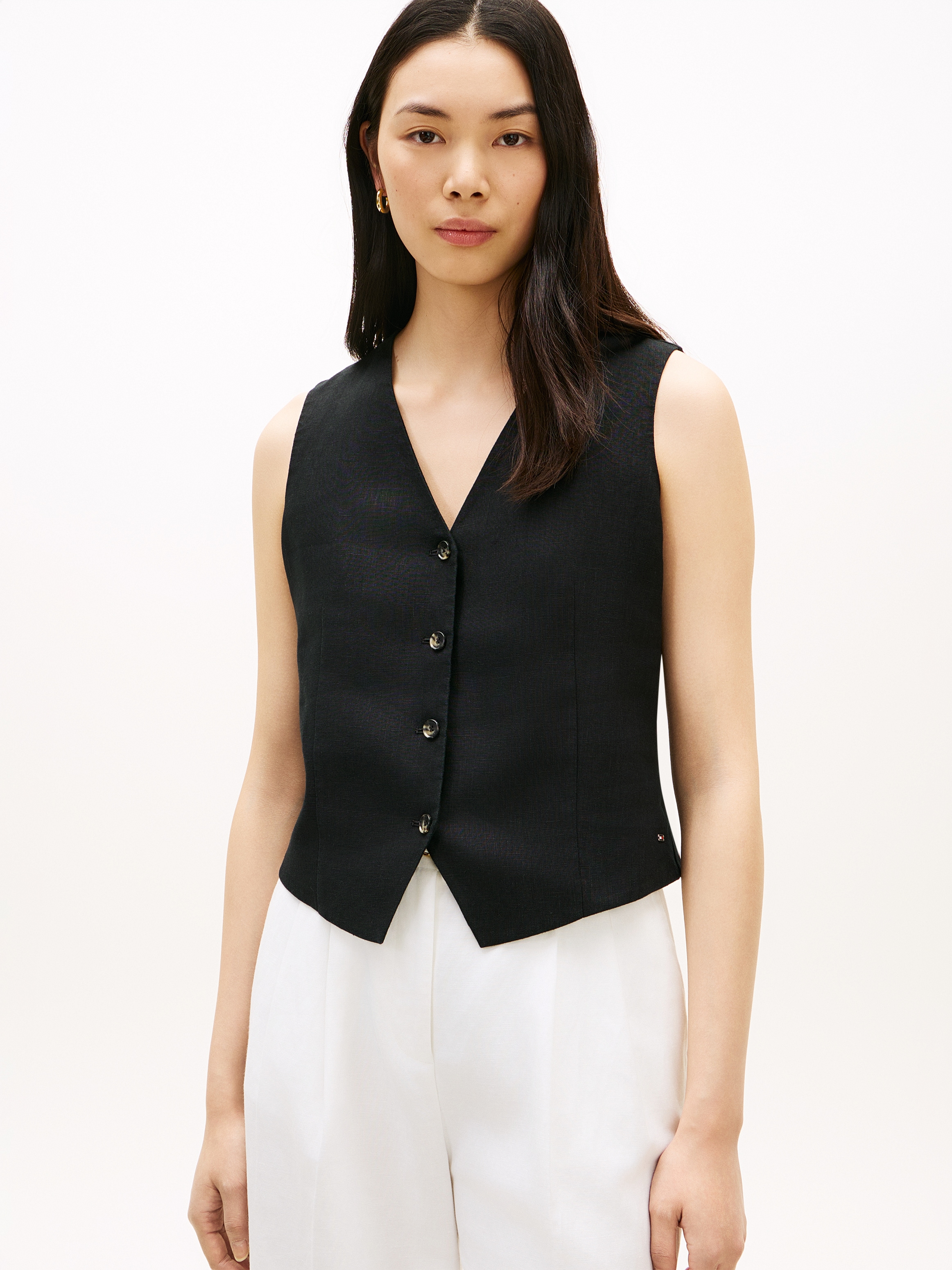 Tommy Hilfiger Anzugweste »NEW ESS LINEN VEST« mit Logo-Stickerei