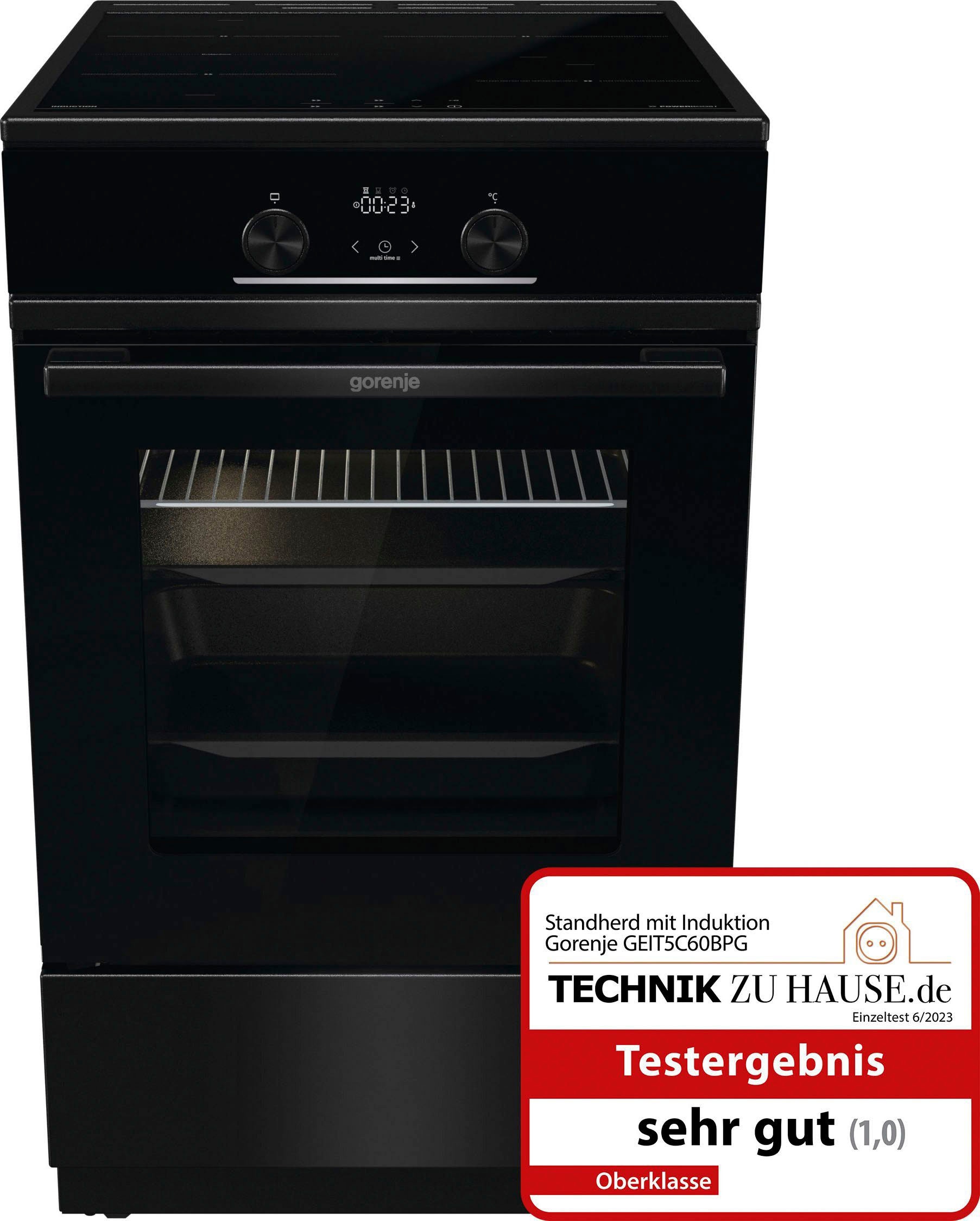 GORENJE Induktions-Standherd »GEIT5C60BPG«, mit 2-fach-Teleskopauszug, Aqua Clean