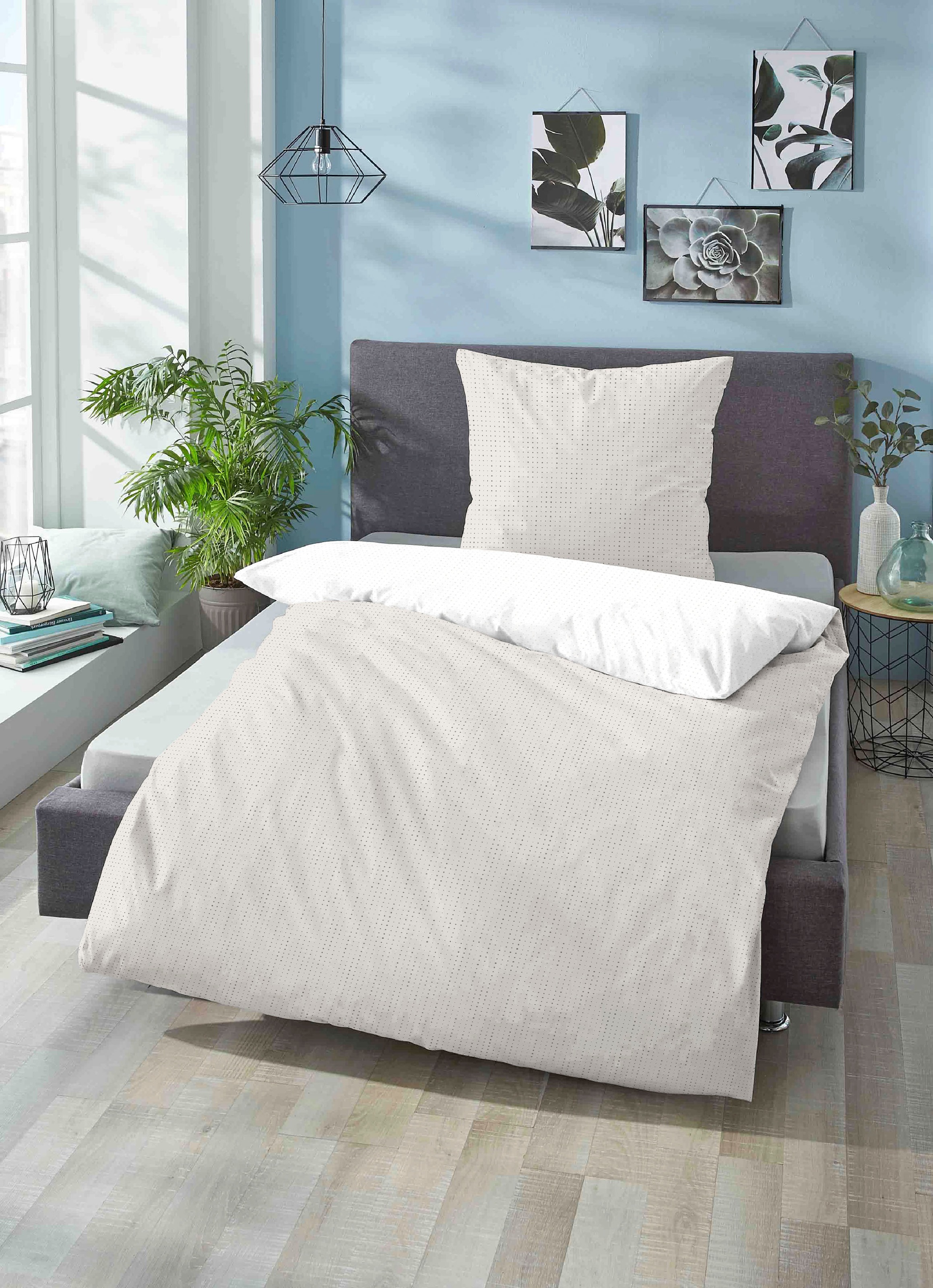 Biberna Wendebettwäsche »Combinate in Gr. 135x200, 155x220 oder 200x200 cm«, Bettwäsche aus Baumwolle, zeitlose Bettwäsche mit Wendeoptik