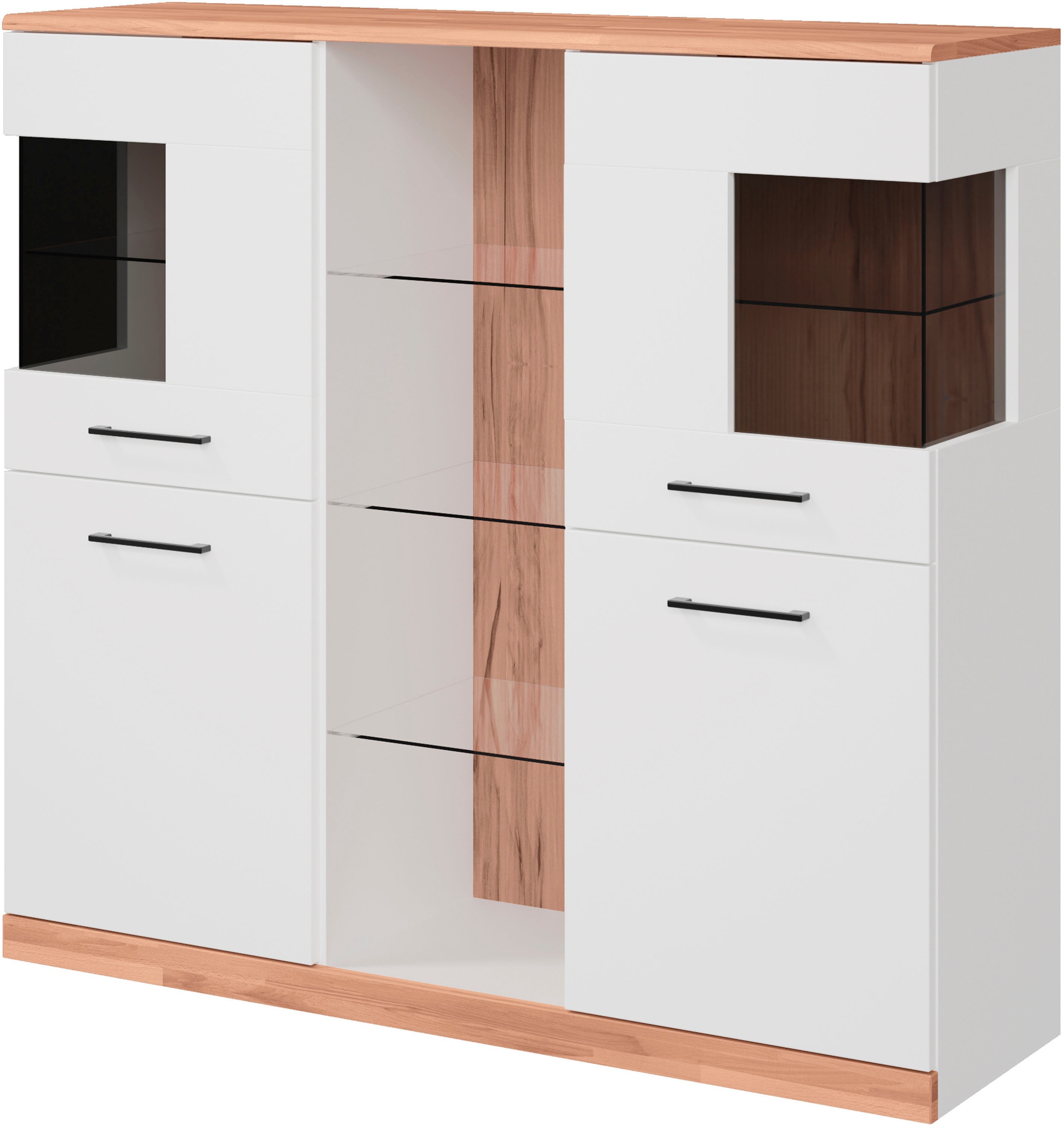 OTTO home Highboard "Ribe,120cm breit,112cm hoch,Oberplatte massiv,12 Fäche günstig online kaufen