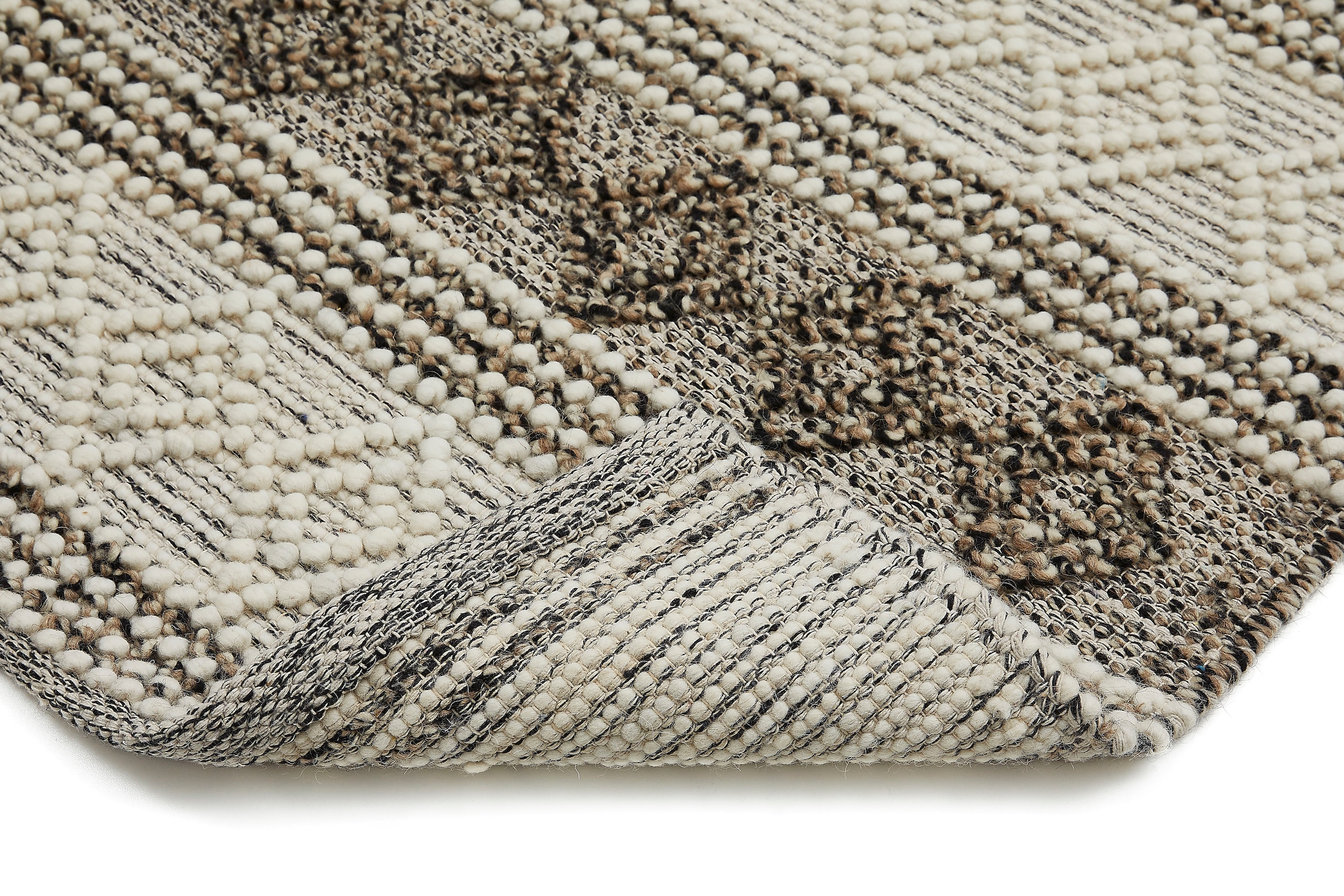 LUXOR living Wollteppich »Aalborg«, rechteckig, 10 mm Höhe, Handweb Teppich, reine Wolle, handgewebt, Rauten Design