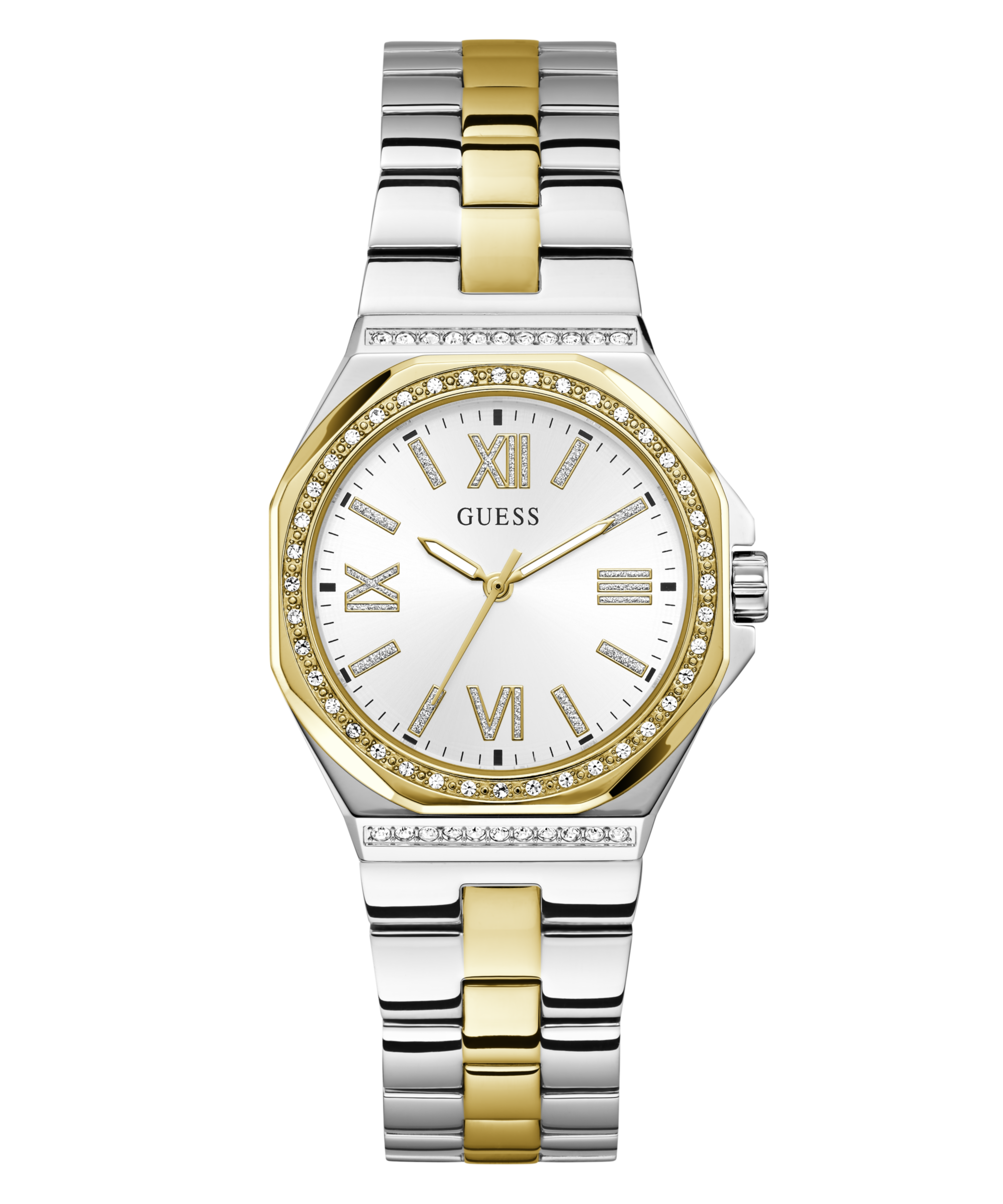 Guess Quarzuhr »EMPRESS« Armbanduhr, Damenuhr, Edelstahlarmband, analog