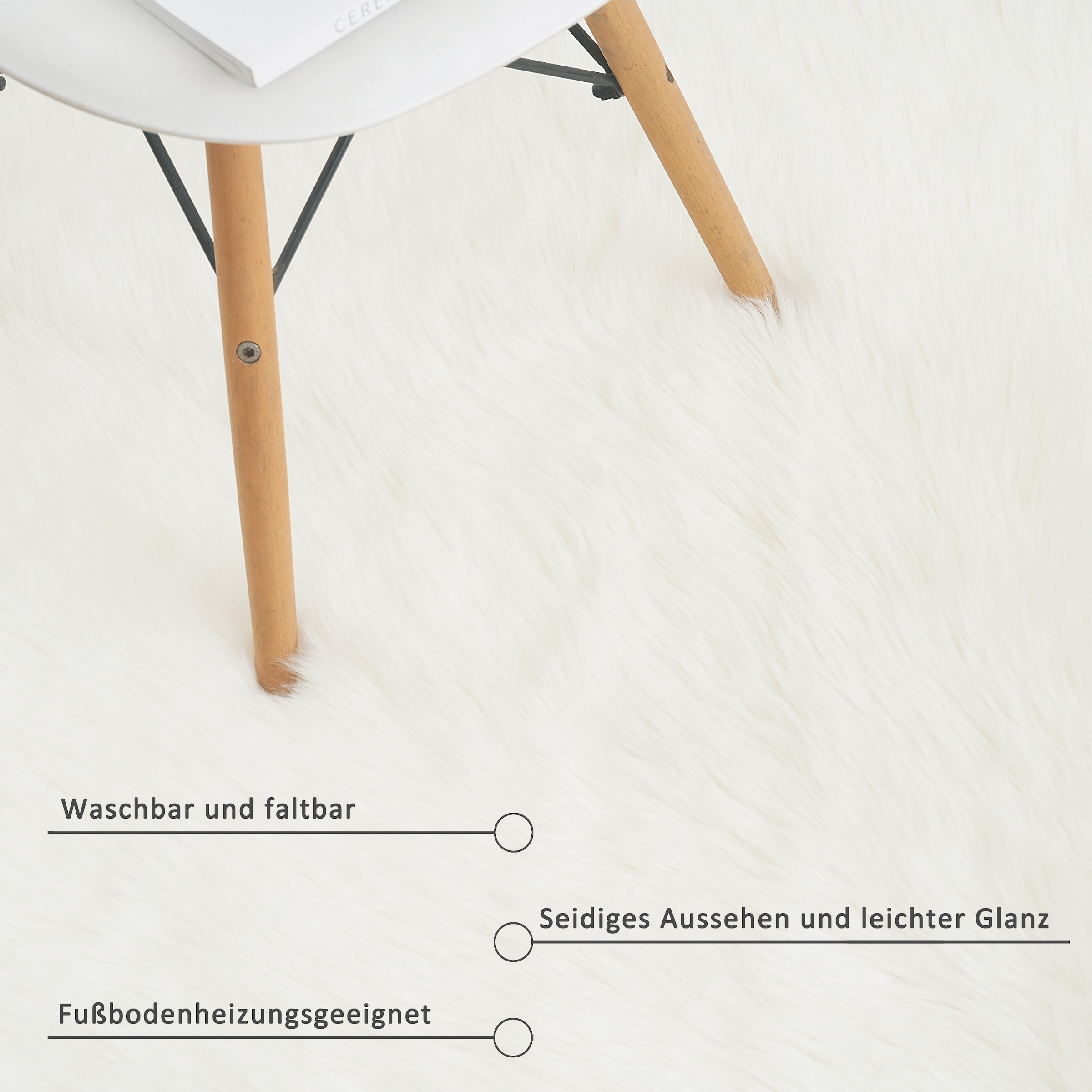 my home Fellteppich »Dena, Hochflor Teppiche«, rund, 60 mm Höhe, Kunstfell, weich, Uni-Farben, Wohnzimmer, Schlafzimmer, Esszimmer