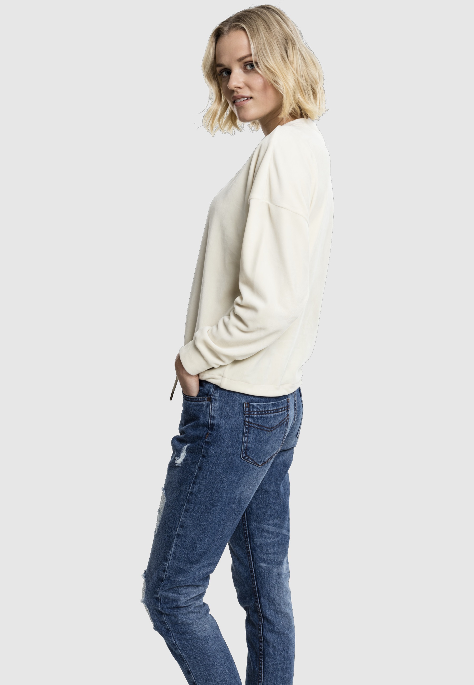 URBAN CLASSICS Sweatshirt »Urban Classics Damen Ladies Oversized Velvet Crew«, 1 Stk.
