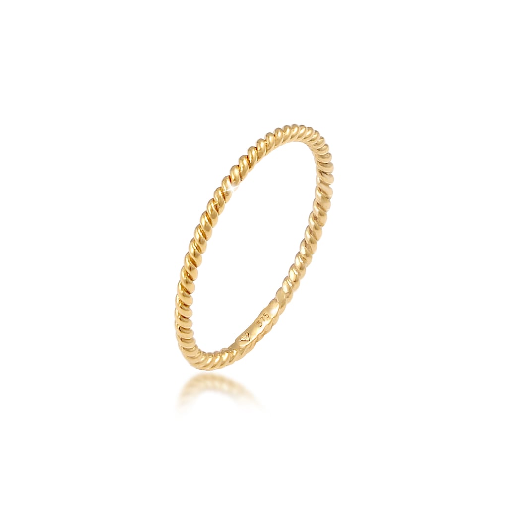 Elli Premium Fingerring »Basic Twisted Gedreht Minimal Look 375 Gelbgold«