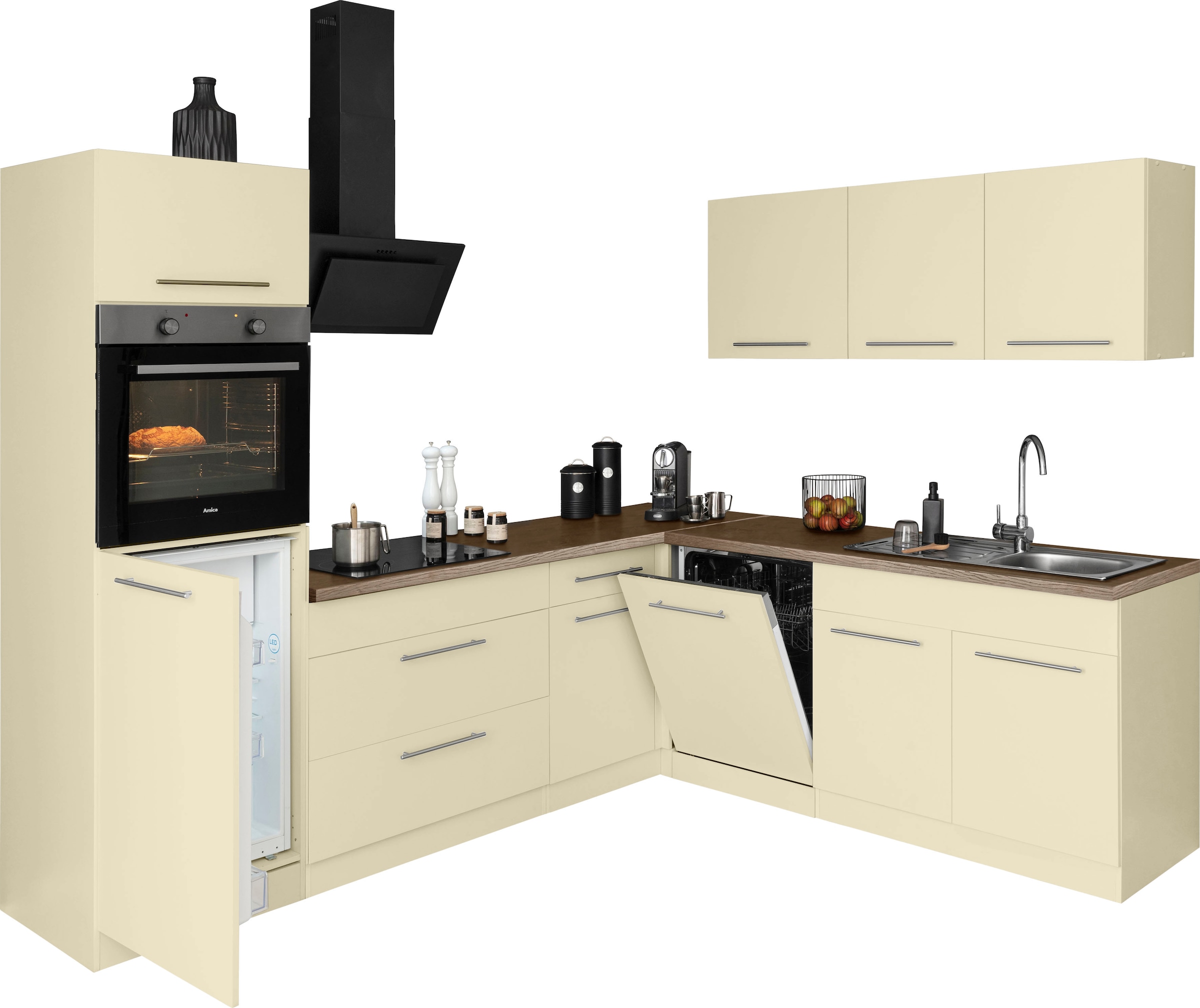 wiho Küchen Winkelküche »Unna«, ohne E-Geräte, Stellbreite 260 x 220 cm
