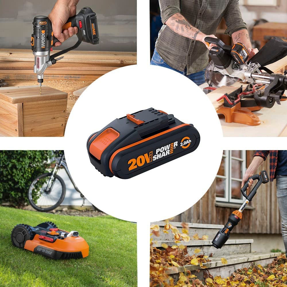 Worx Akku-Set »20V/2Ah,mit 2A Ladegerät PowerShare«, 2000 mAh, für alle 20/40/80V WORX PowerShare Geräte