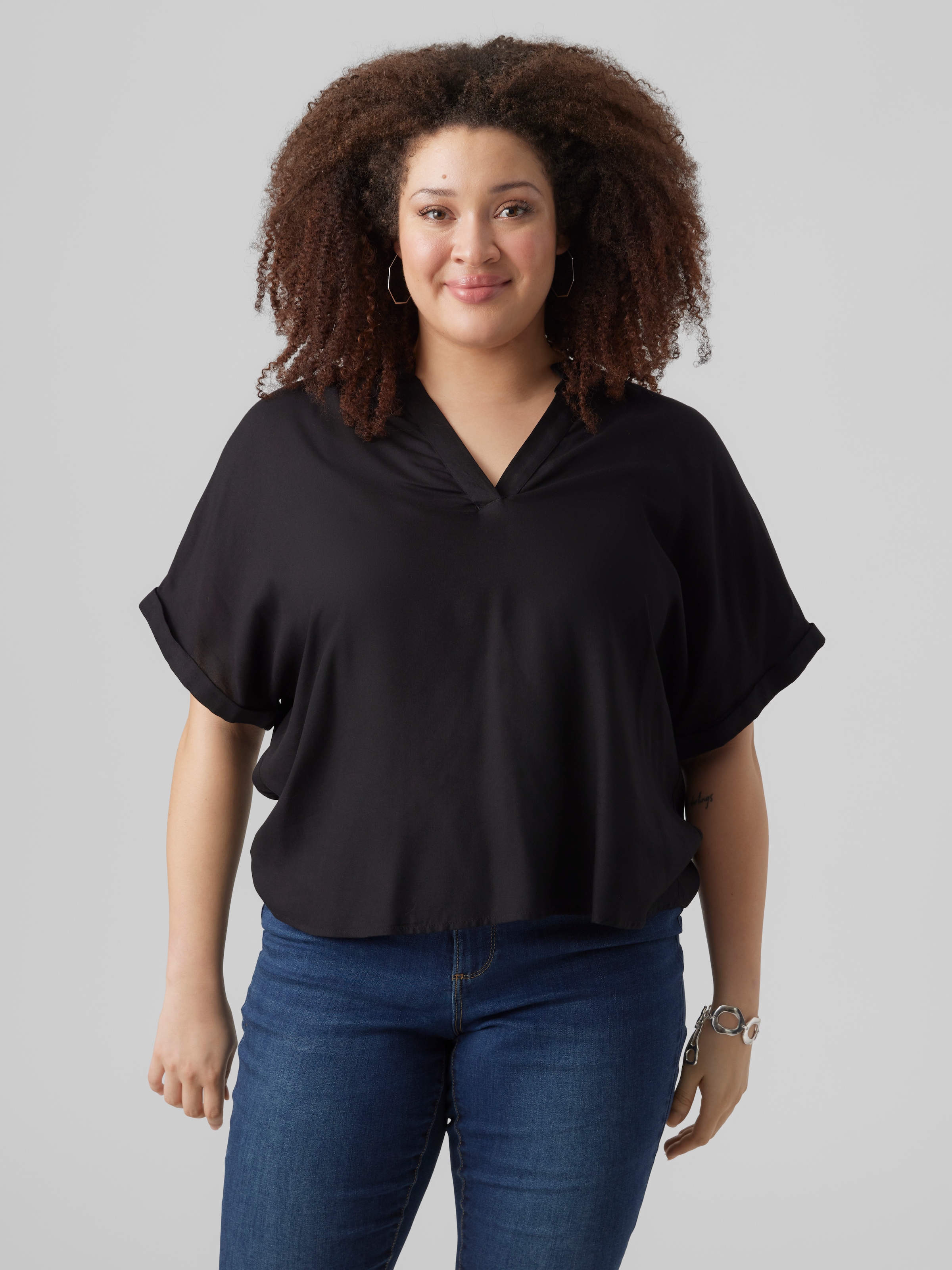 Vero Moda Curve Shirtbluse "VMCBEAUTY SS TOP NOOS CUR" Viskose, regular fit günstig online kaufen