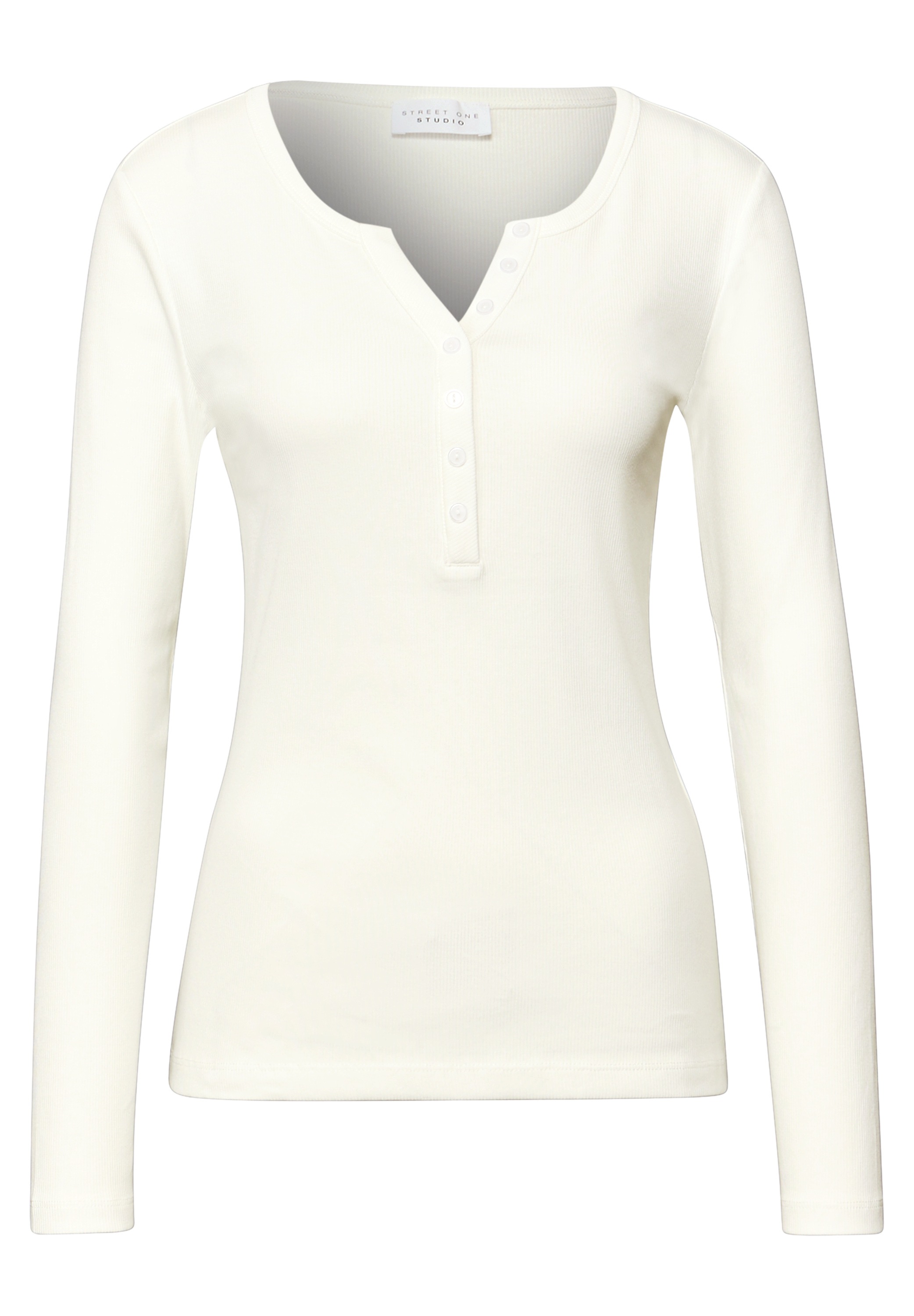 STREET ONE STUDIO Langarmshirt aus Baumwolle mit Stretchante