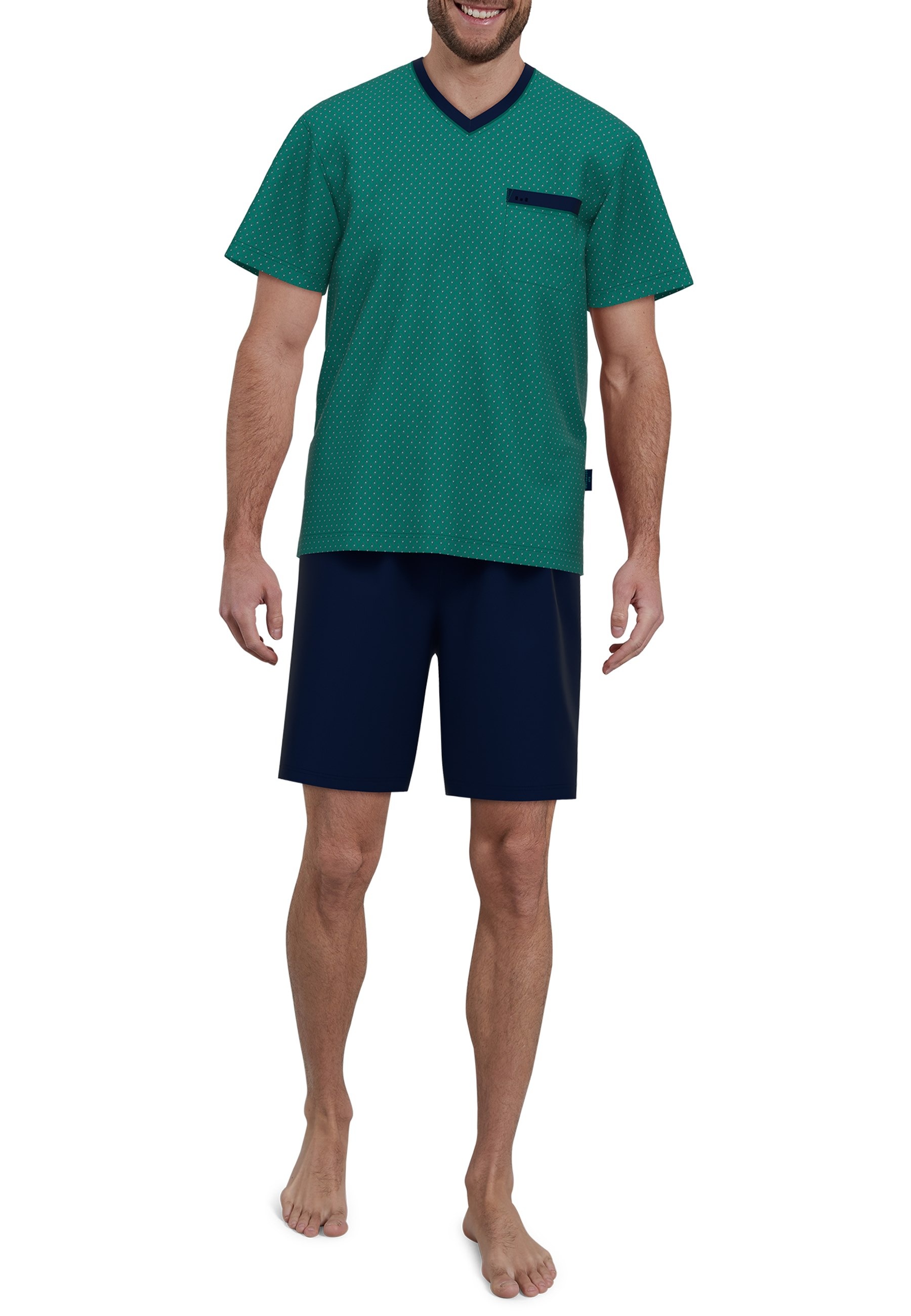 Thumbnail - GÖTZBURG Shorty "Bray" 2 tlg. V-Ausschnitt, Brusttasche, Baumwolle