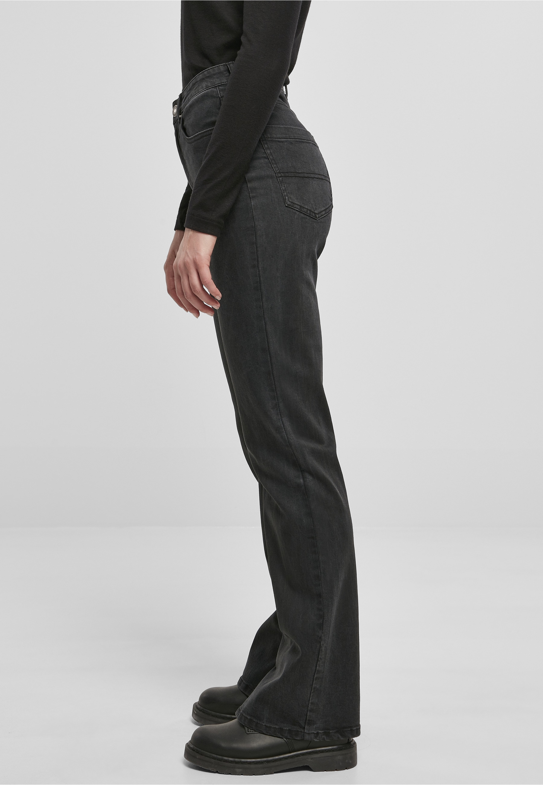 URBAN CLASSICS High-waist-Jeans »Urban Classics Damen Ladies Highwaist Straight Slit Denim Pants« 1 Stk.