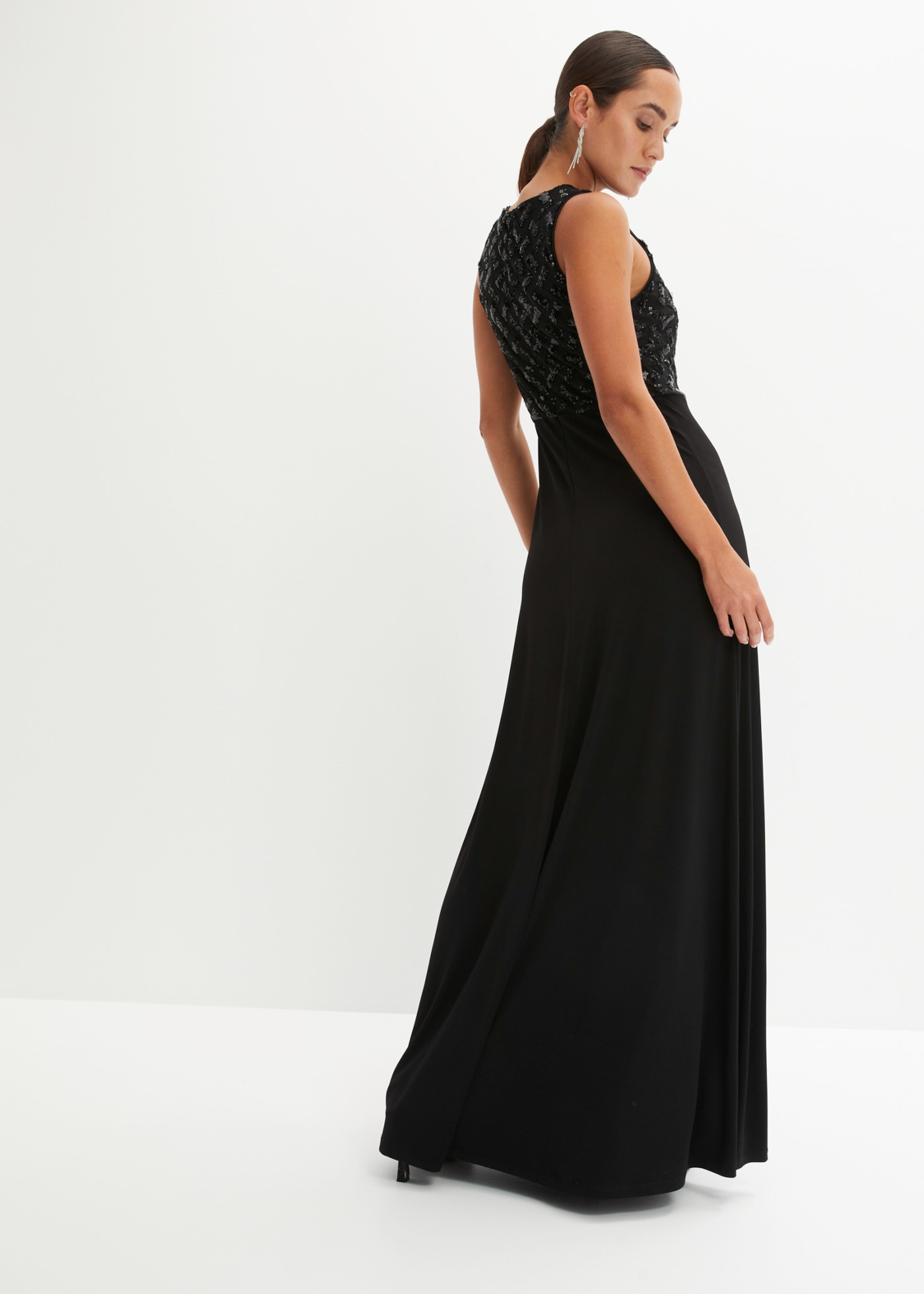 bonprix Maxikleid Oberteil mit Paillettenstickerei, elegant, ärmellos