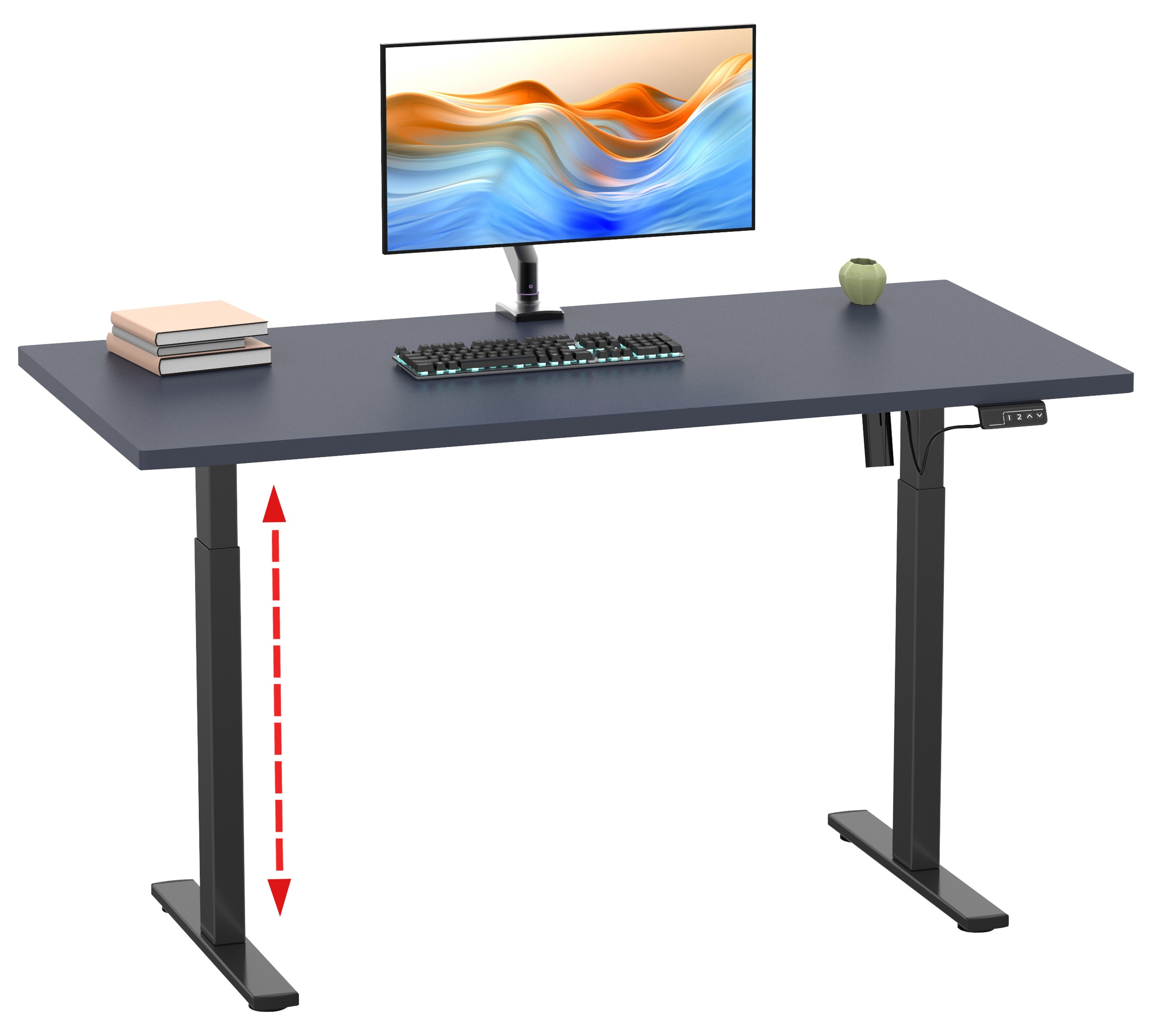 Schreibtisch VCM "Schreibtisch höhenverstellbar Lona 110x50", schwarz (schwarz, anthrazit), B:110cm T:50cm, Tische, Schreibtisch