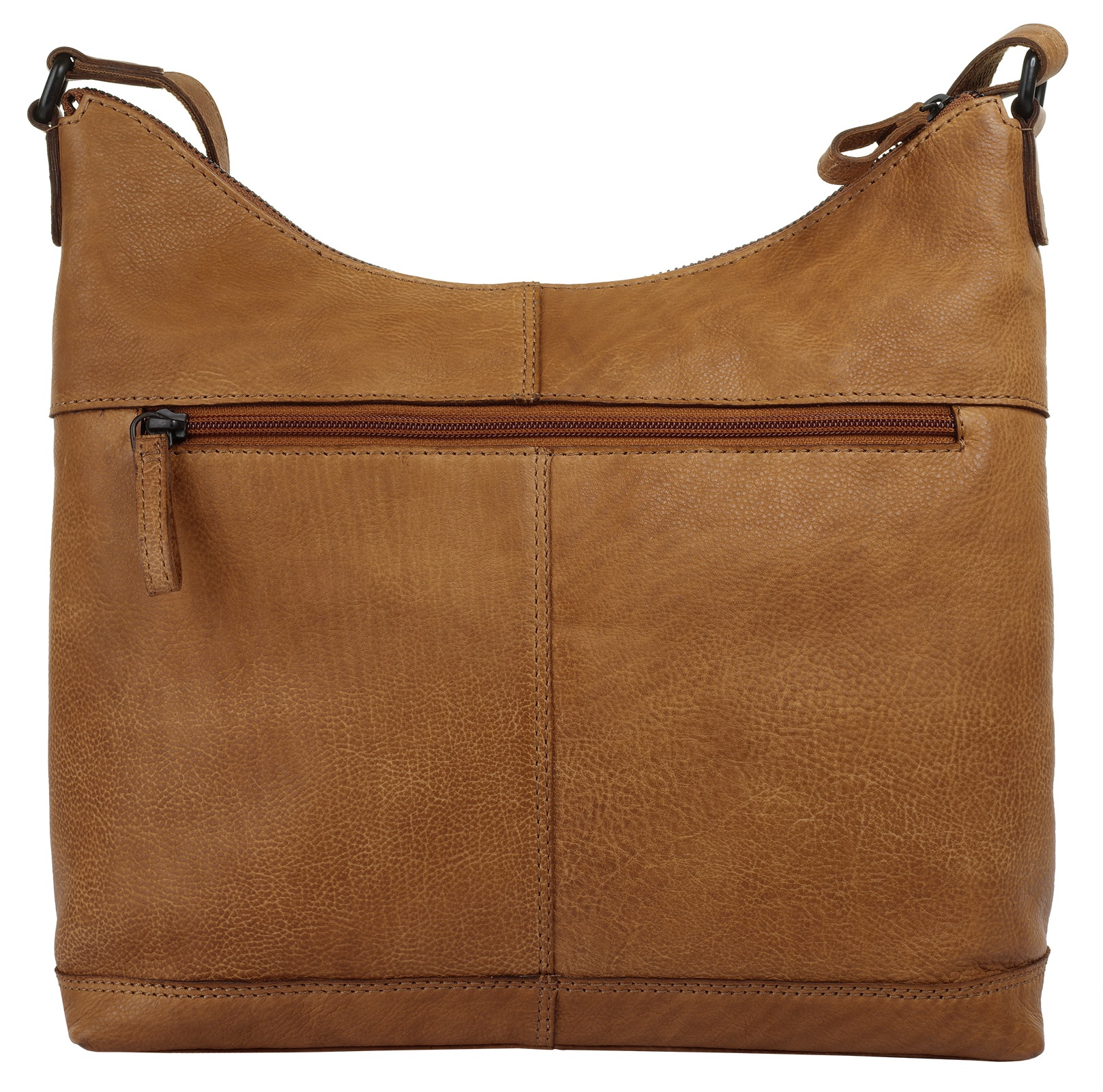 Umhängetasche SANSIBAR, Damen, Gr. B/H/T: 29cm x 25cm x 10cm onesize, braun (cognac), Leder, leicht glänzend, unifarben, Taschen Umhängetasche, echt Leder 3