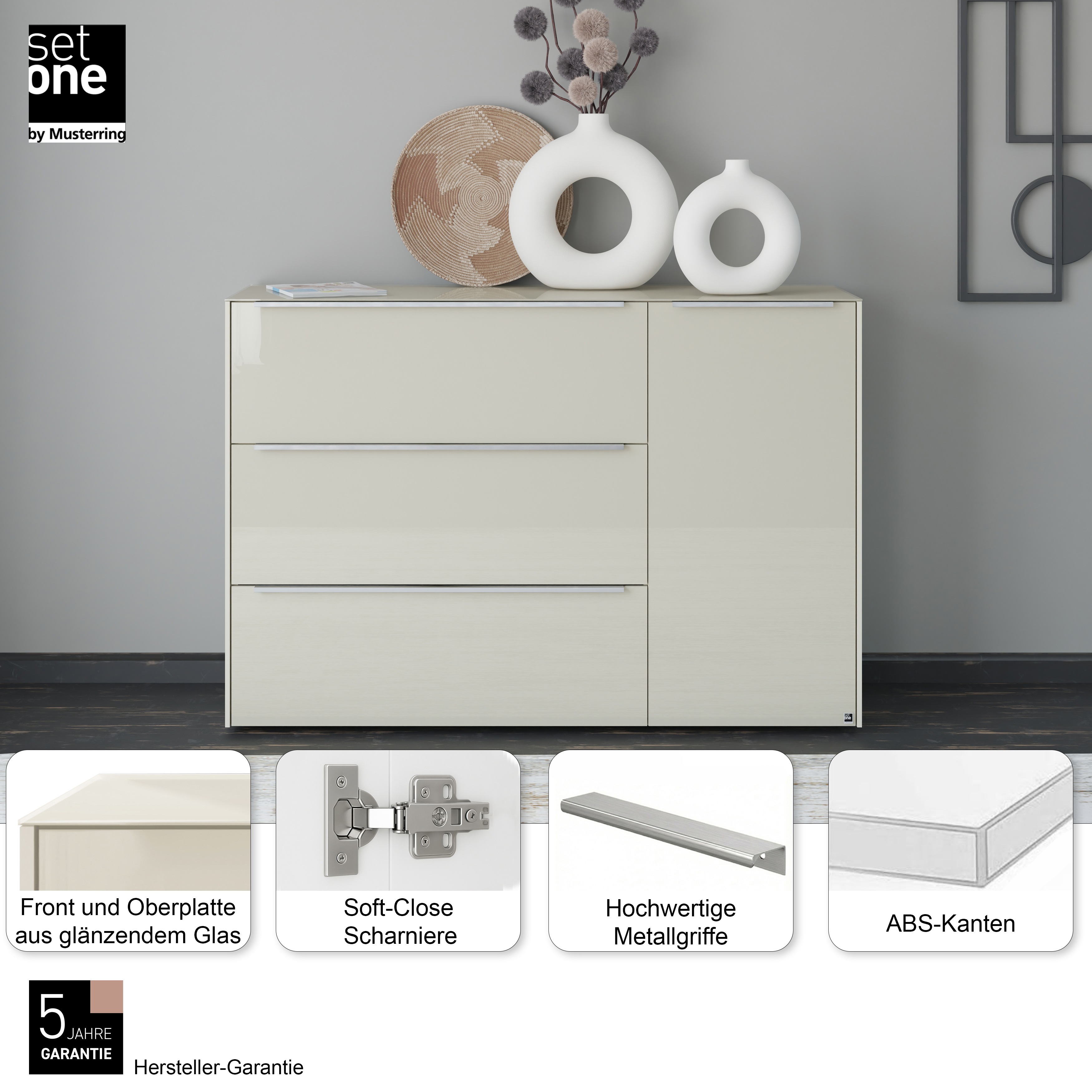 Thumbnail - set one by Musterring Sideboard "reno-Dielen" 1 Stk. tlg. Mit Gleitern und in verschiedenen Farben erhältlich