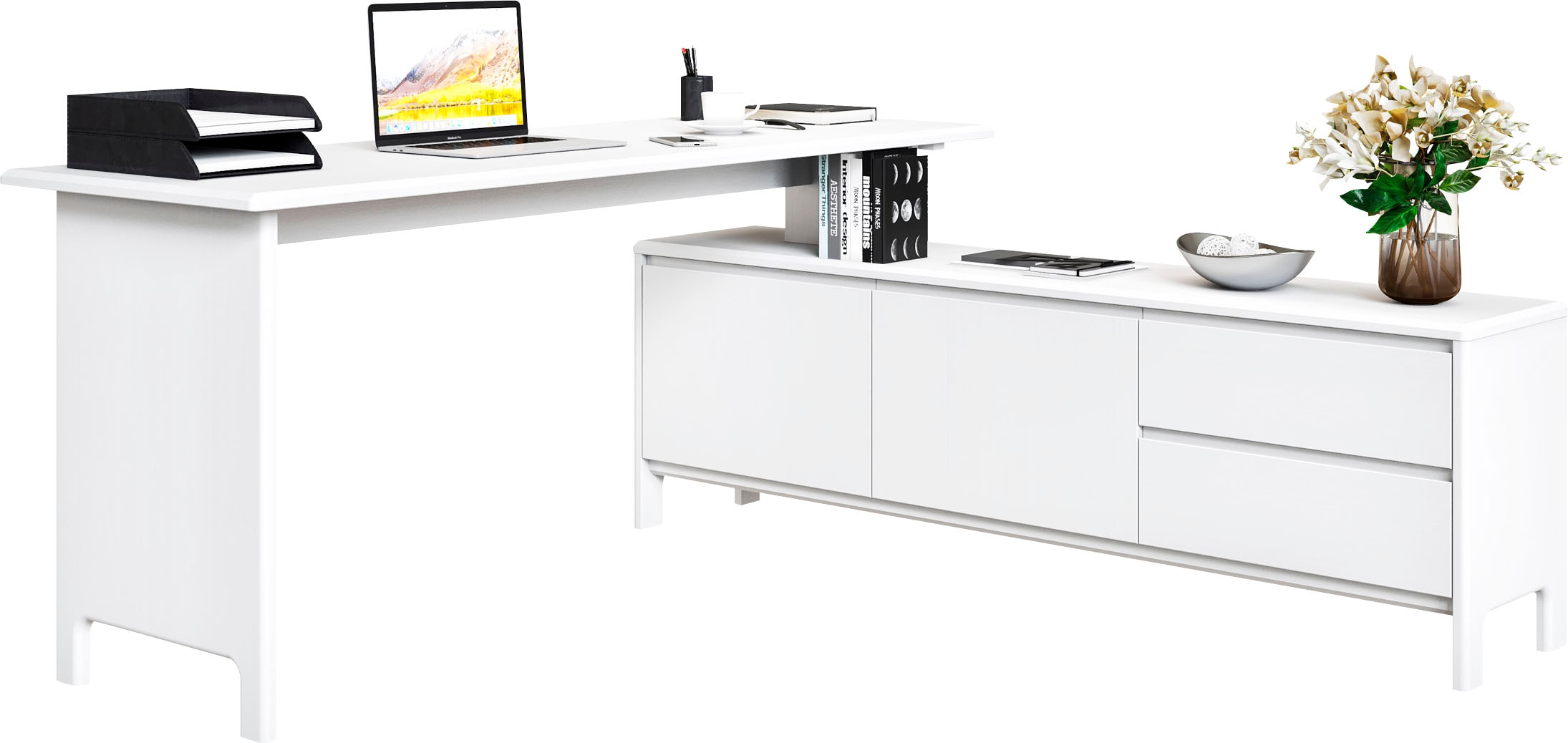 borchardt Möbel Schreibtisch »Wim«, mit 3 Fächern und 4 Schubkästen kaufen  | BAUR