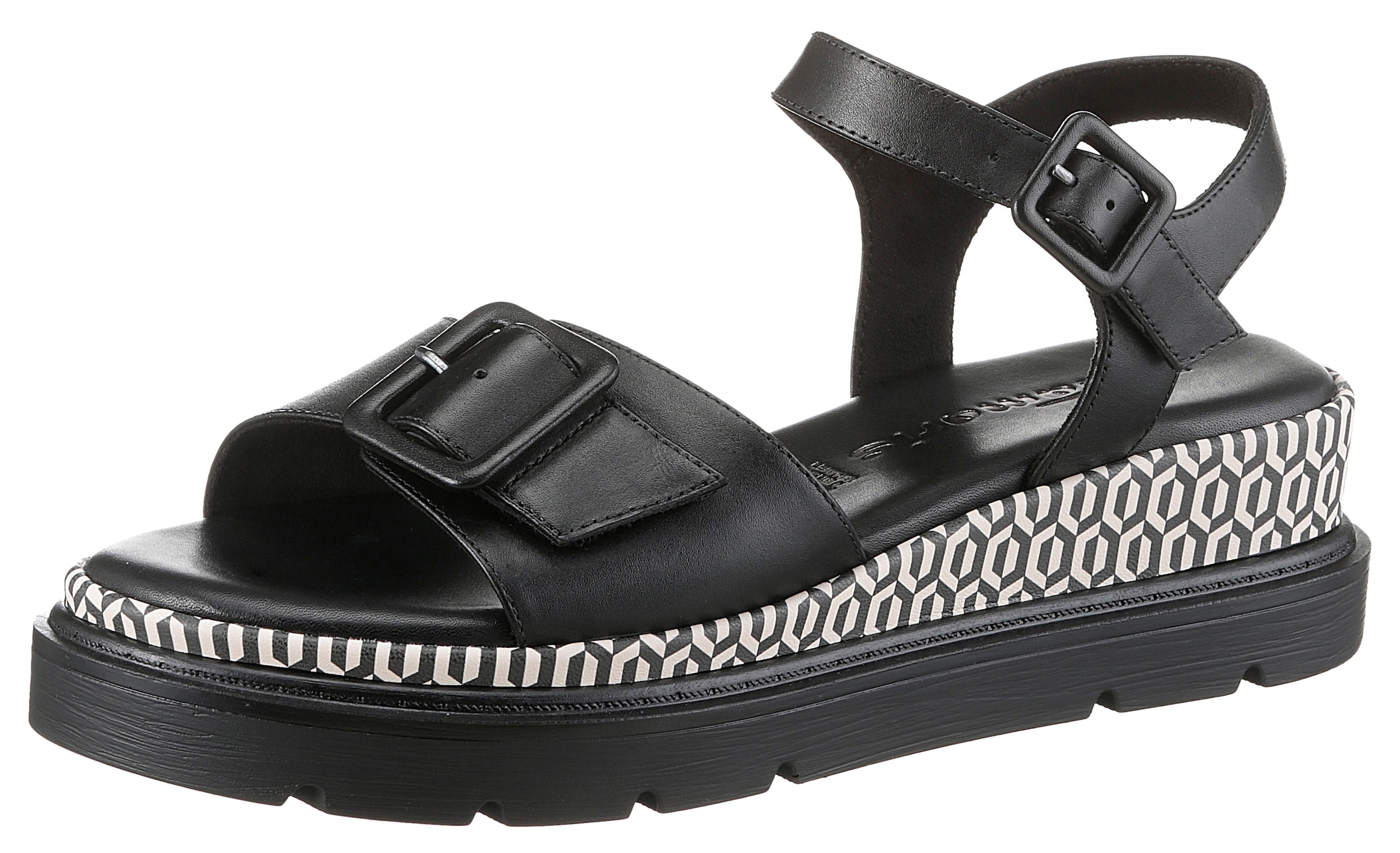 Tamaris Keilsandalette, Riemchensandale, Sommerschuh mit Muster am Plateau günstig online kaufen